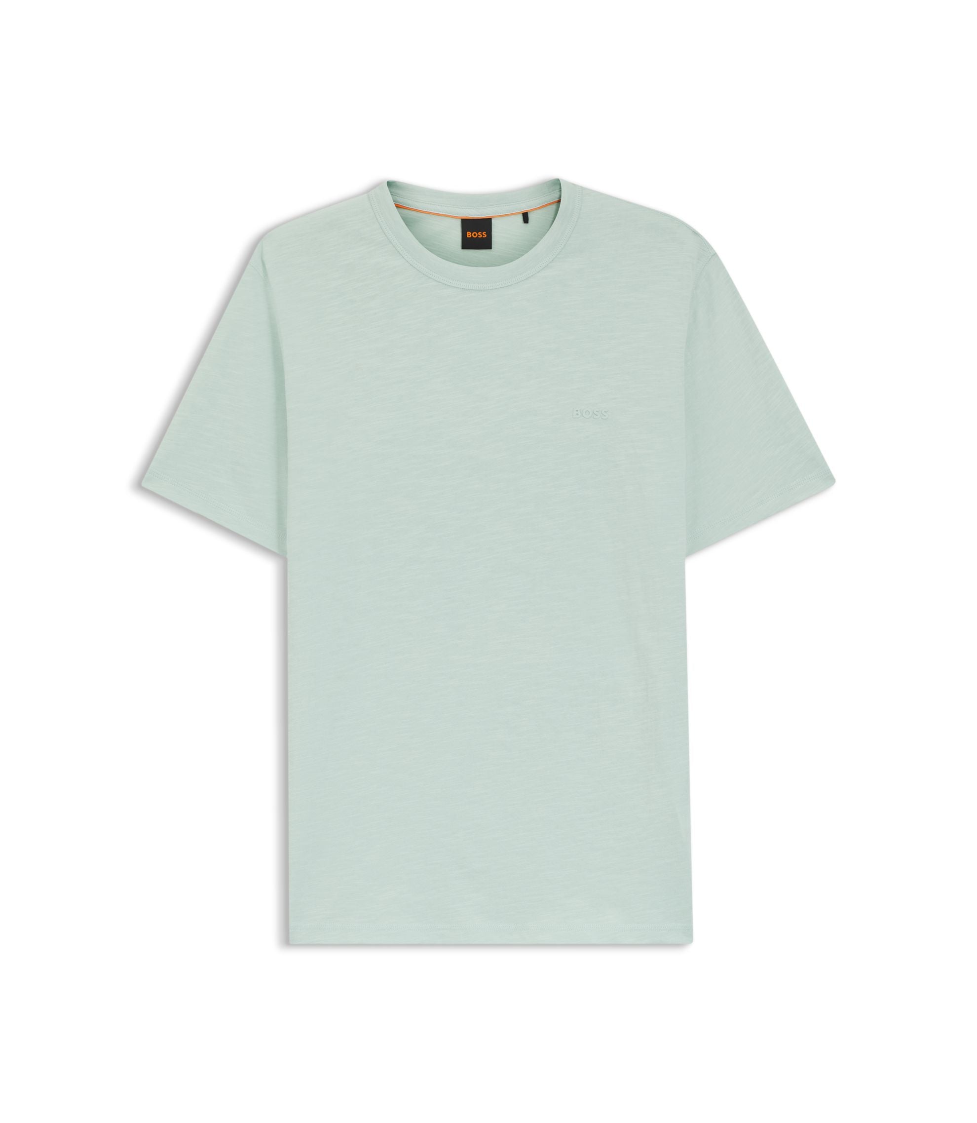 Boss Cotton Jersey T Shirt With Logo Detail Turquoise