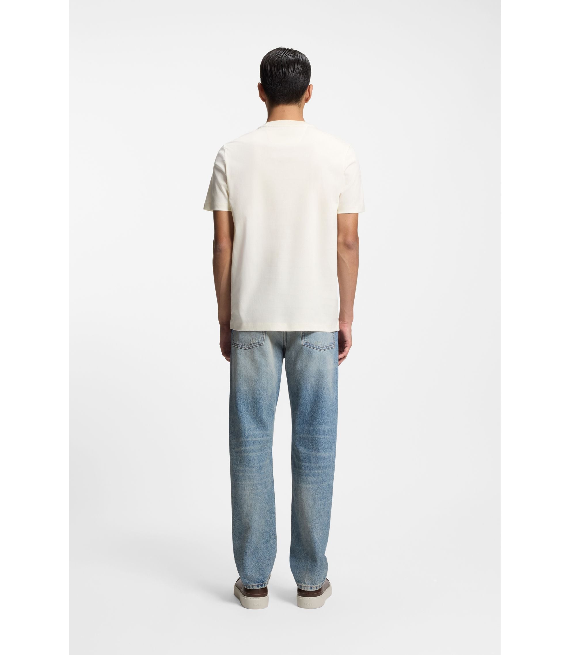Boss Regular Fit T Shirt In Mercerized Cotton White