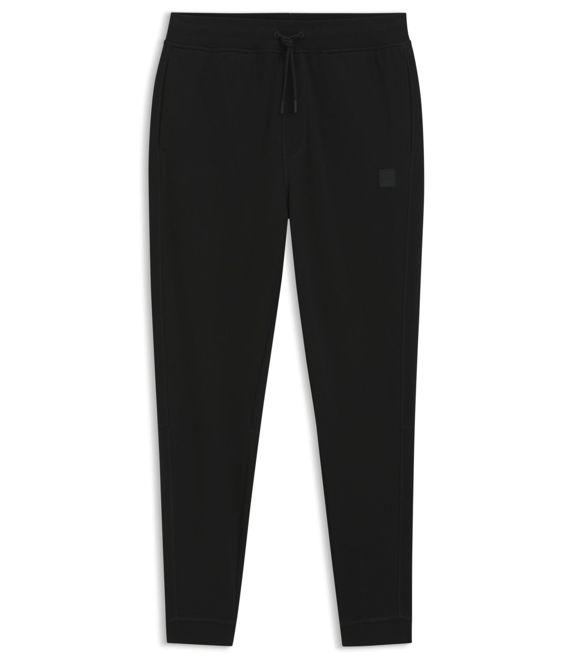 Boss Cotton Terry Sweatpants With Logo Patch Black