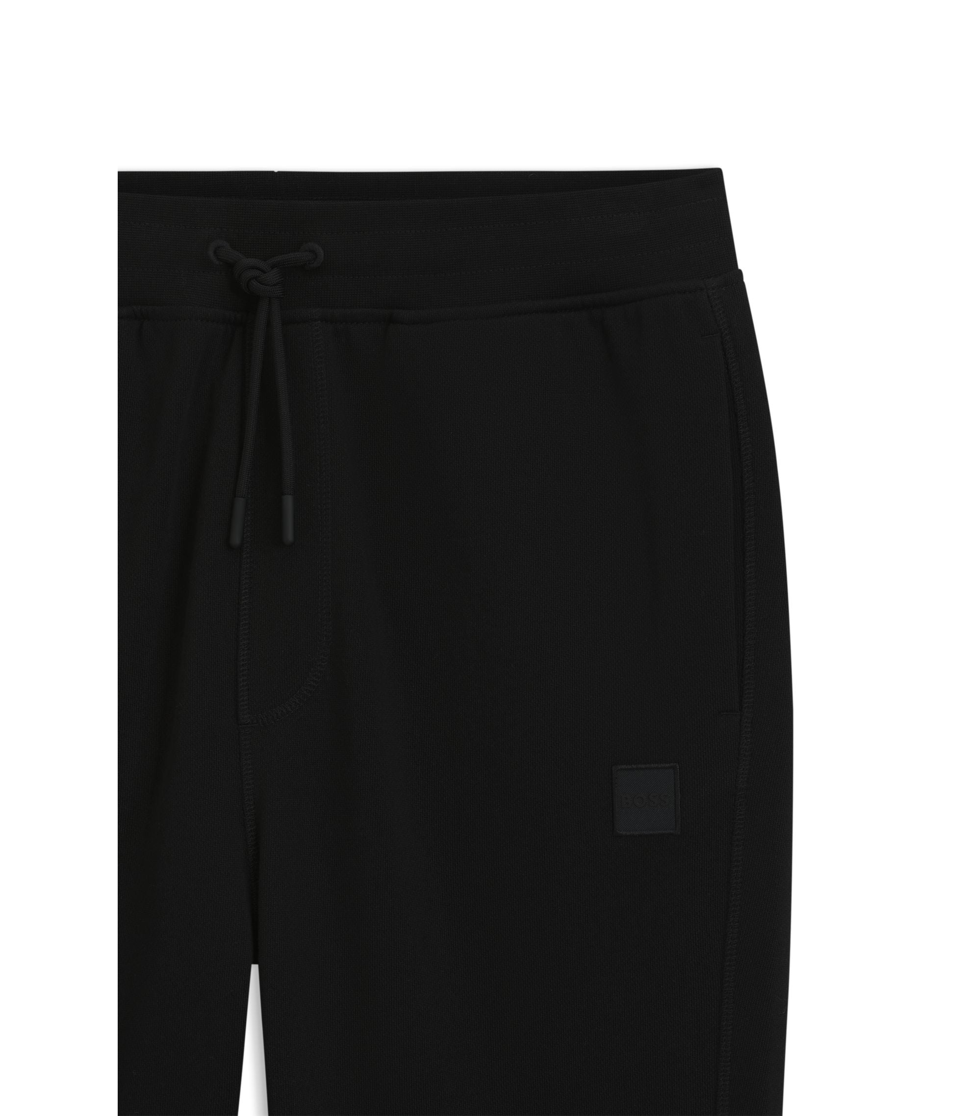 Boss Cotton Terry Sweatpants With Logo Patch Black