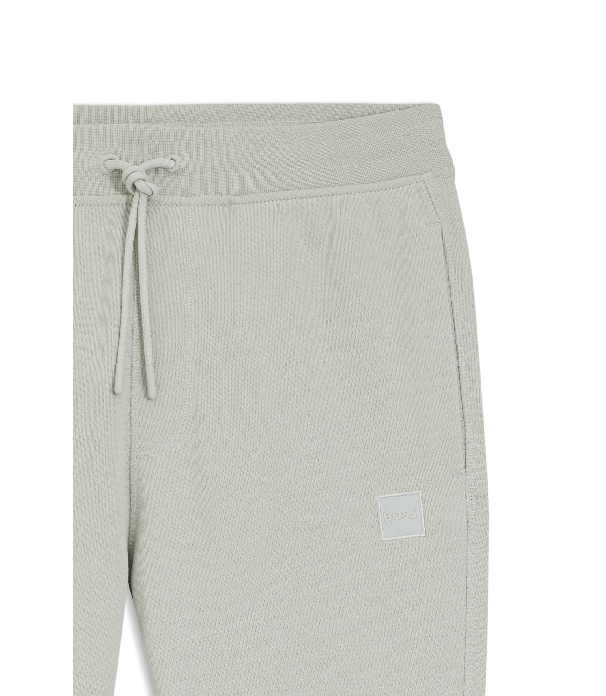 Boss Cotton Terry Sweatpants With Logo Patch Silver