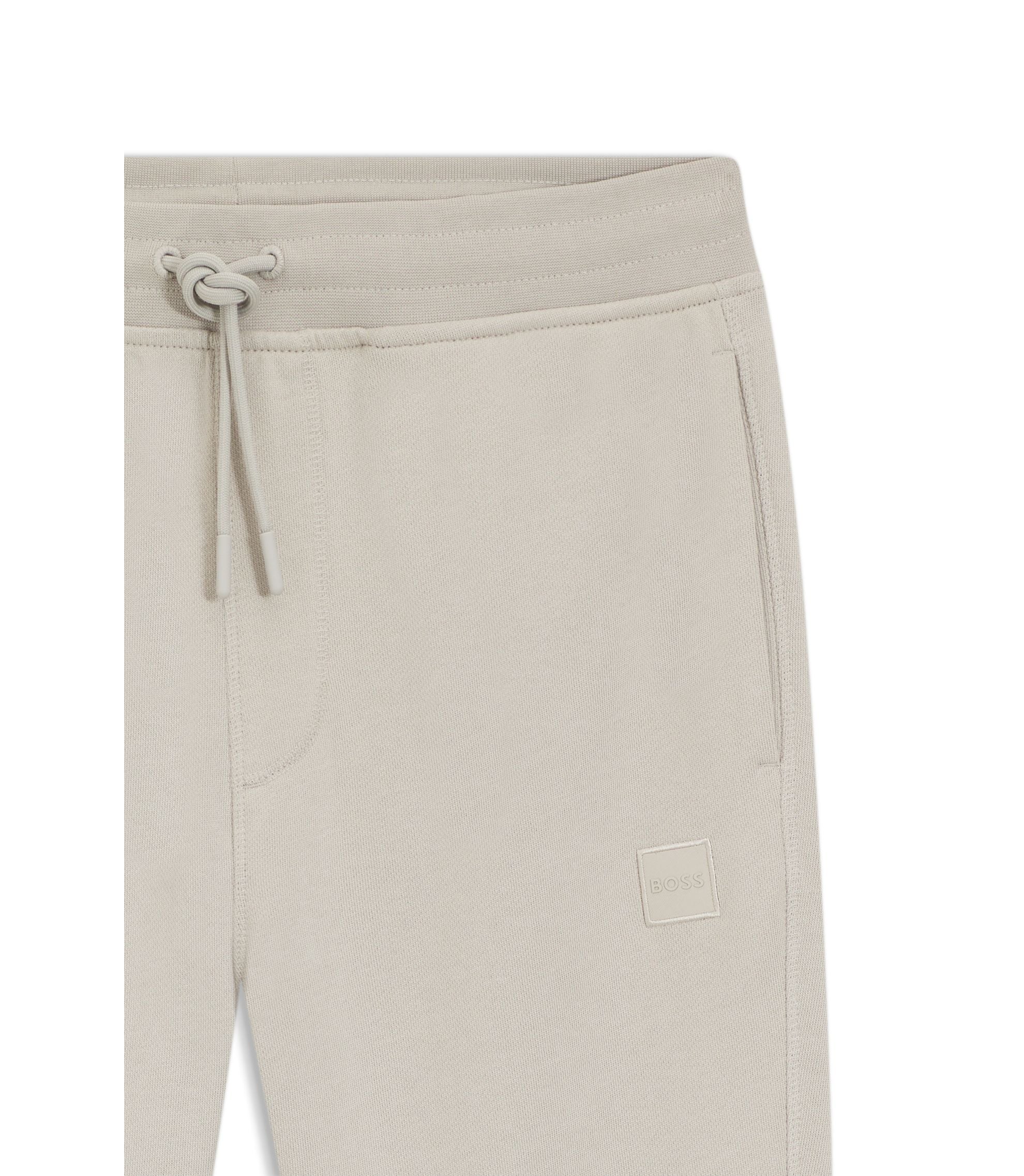 Boss Cotton Terry Sweatpants With Logo Patch Light Grey