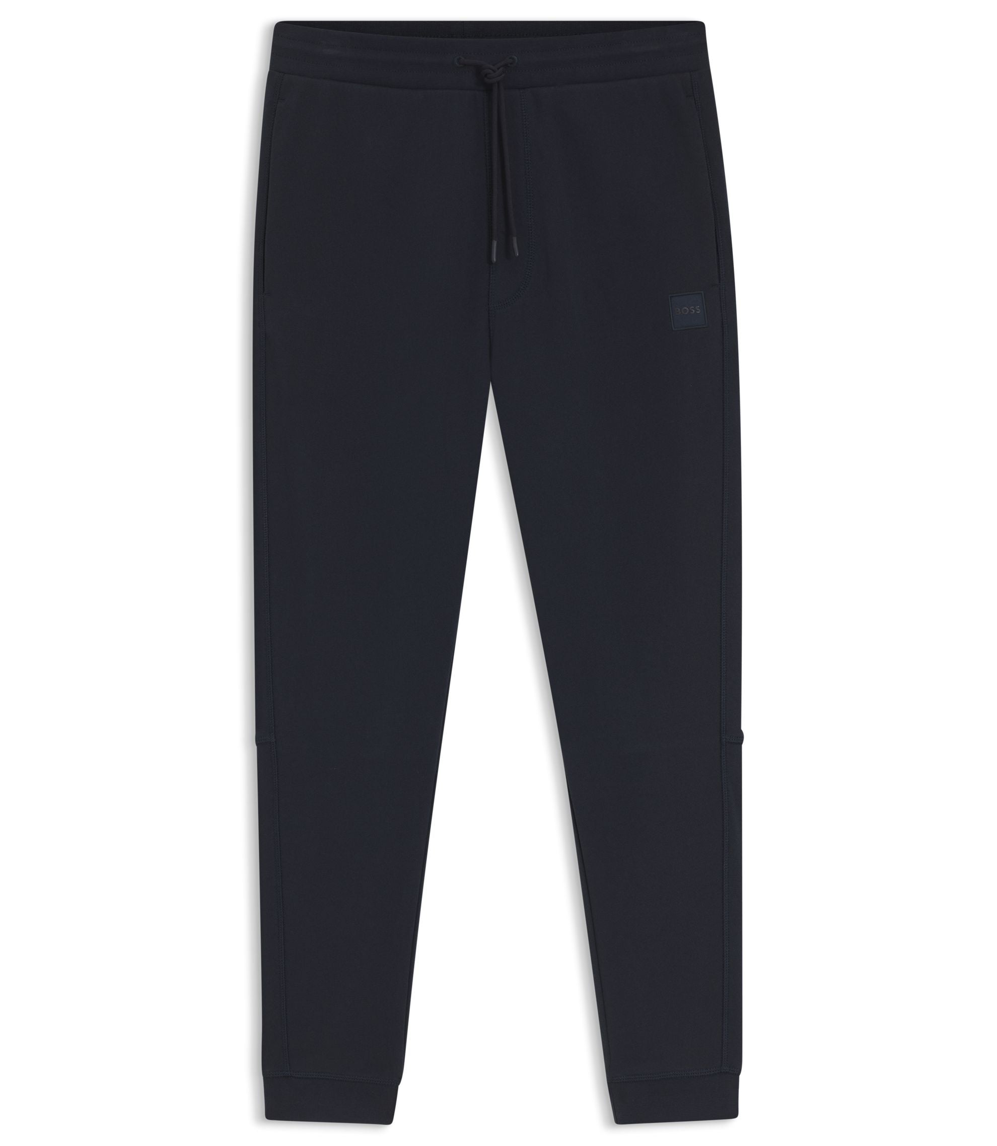 Boss Cotton Terry Sweatpants With Logo Patch Dark Blue