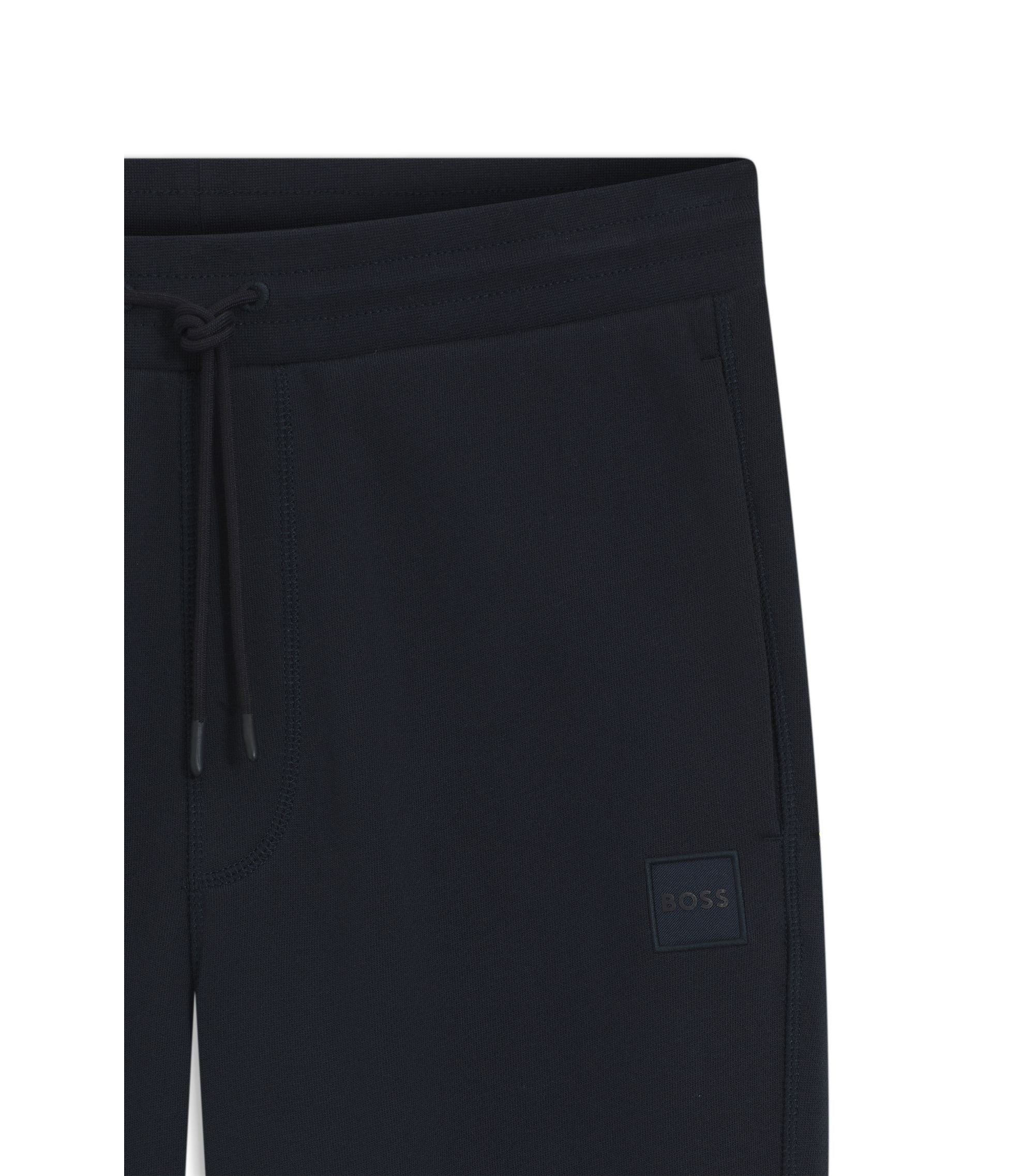Boss Cotton Terry Sweatpants With Logo Patch Dark Blue