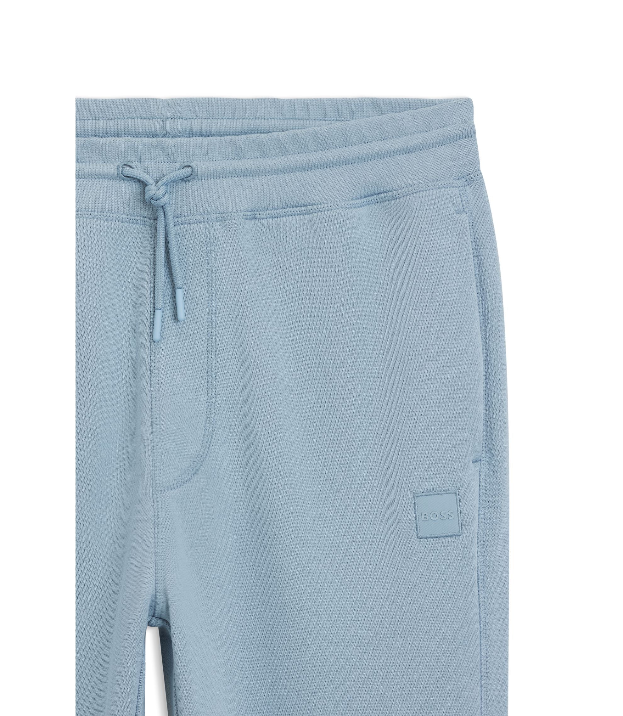 Boss Cotton Terry Sweatpants With Logo Patch Light Blue