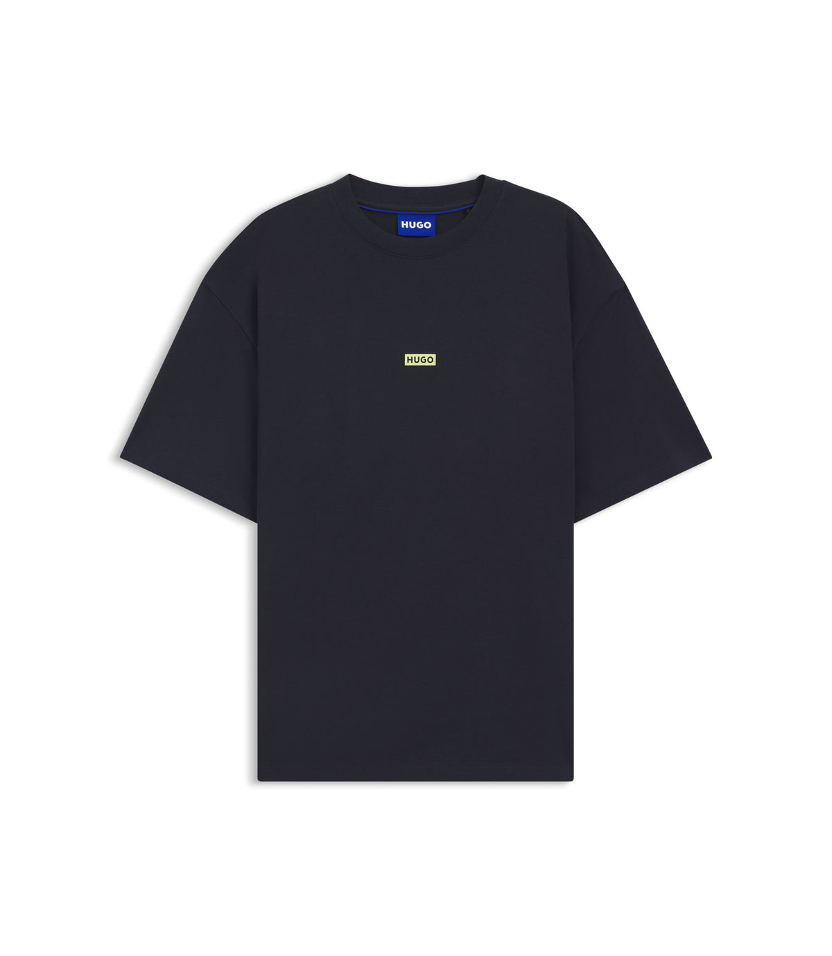 Hugo Logo Print T Shirt In Cotton Jersey Dark Blue
