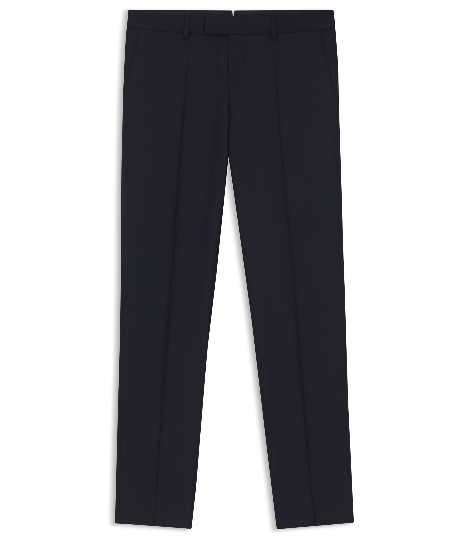 Boss Slim Fit Pants In Stretch Wool Dark Blue
