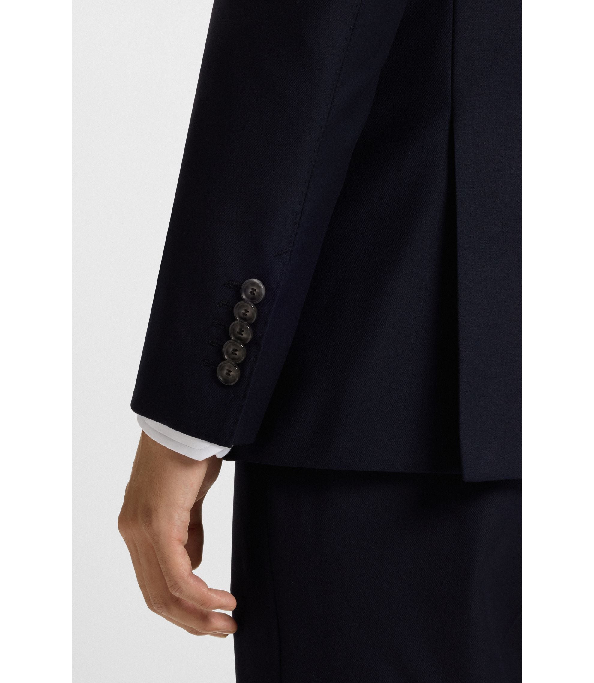 Boss Slim Fit Jacket In Stretch Wool Dark Blue