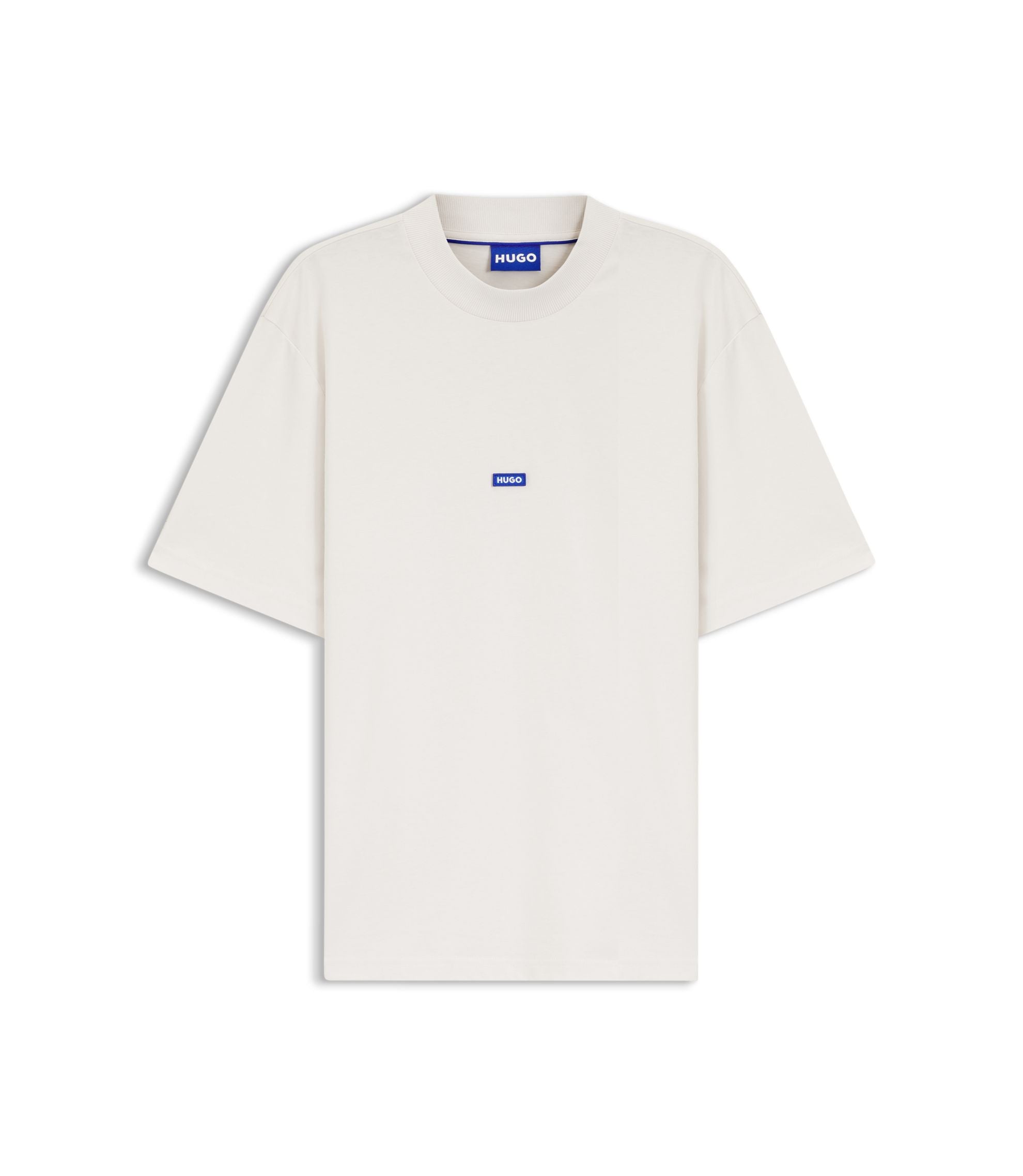 Hugo Cotton Jersey T Shirt With Blue Logo Patch White