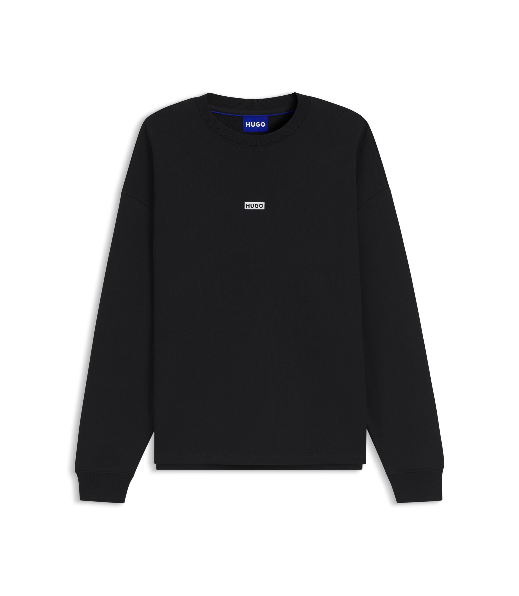 Hugo Logo Print Sweatshirt In Cotton Terry Black