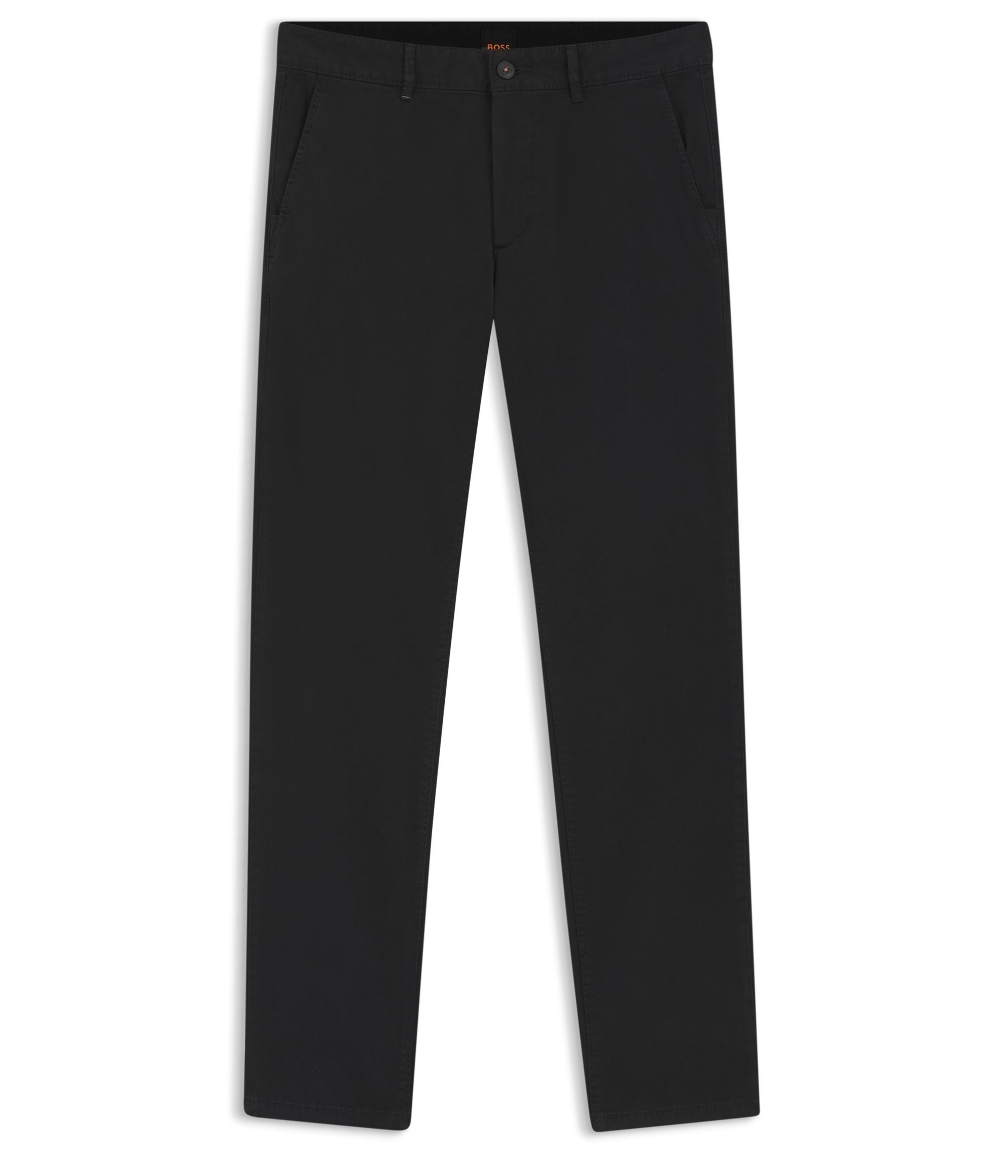 Boss Slim Fit Chinos In Stretch Cotton Satin Black