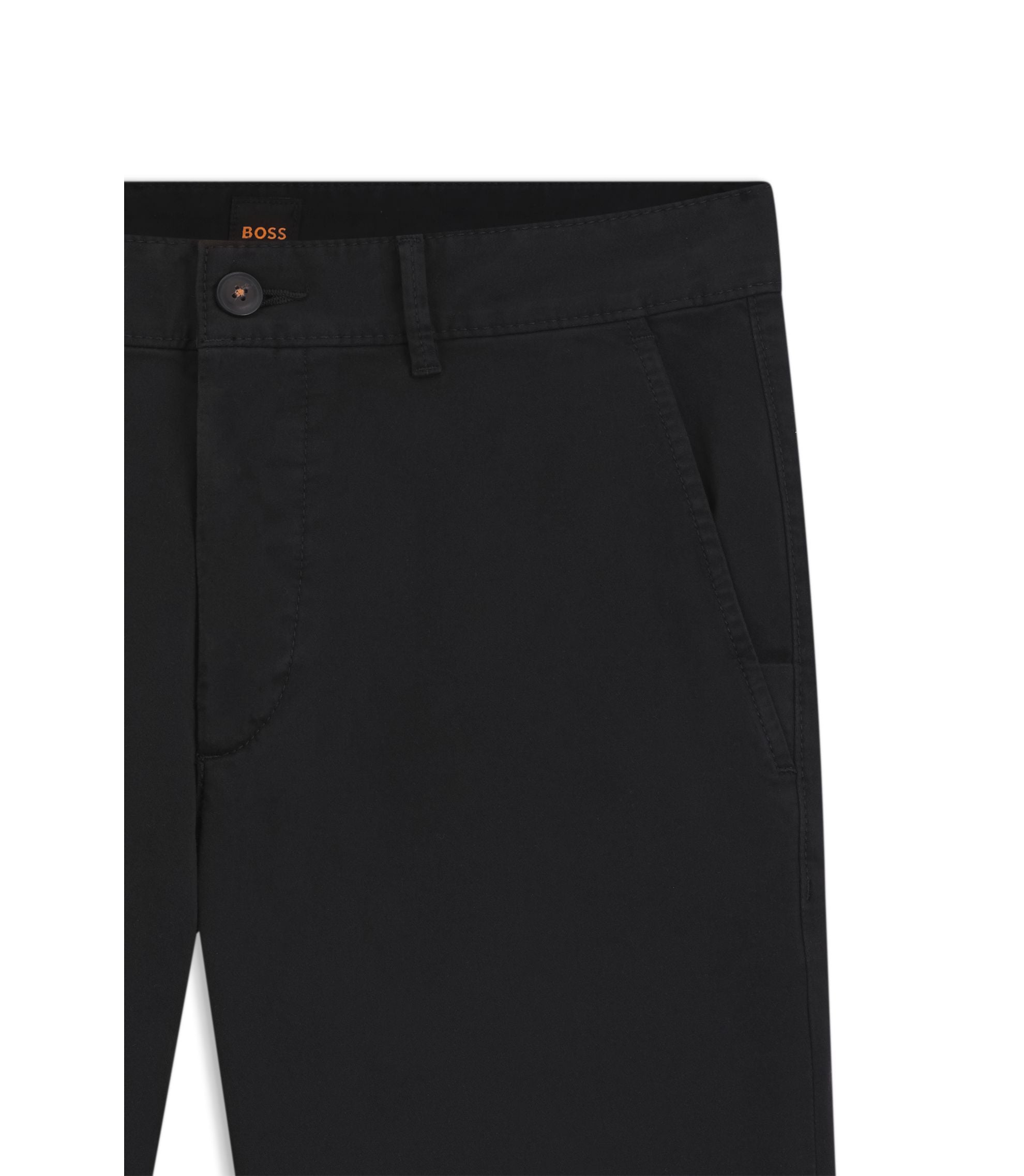 Boss Slim Fit Chinos In Stretch Cotton Satin Black