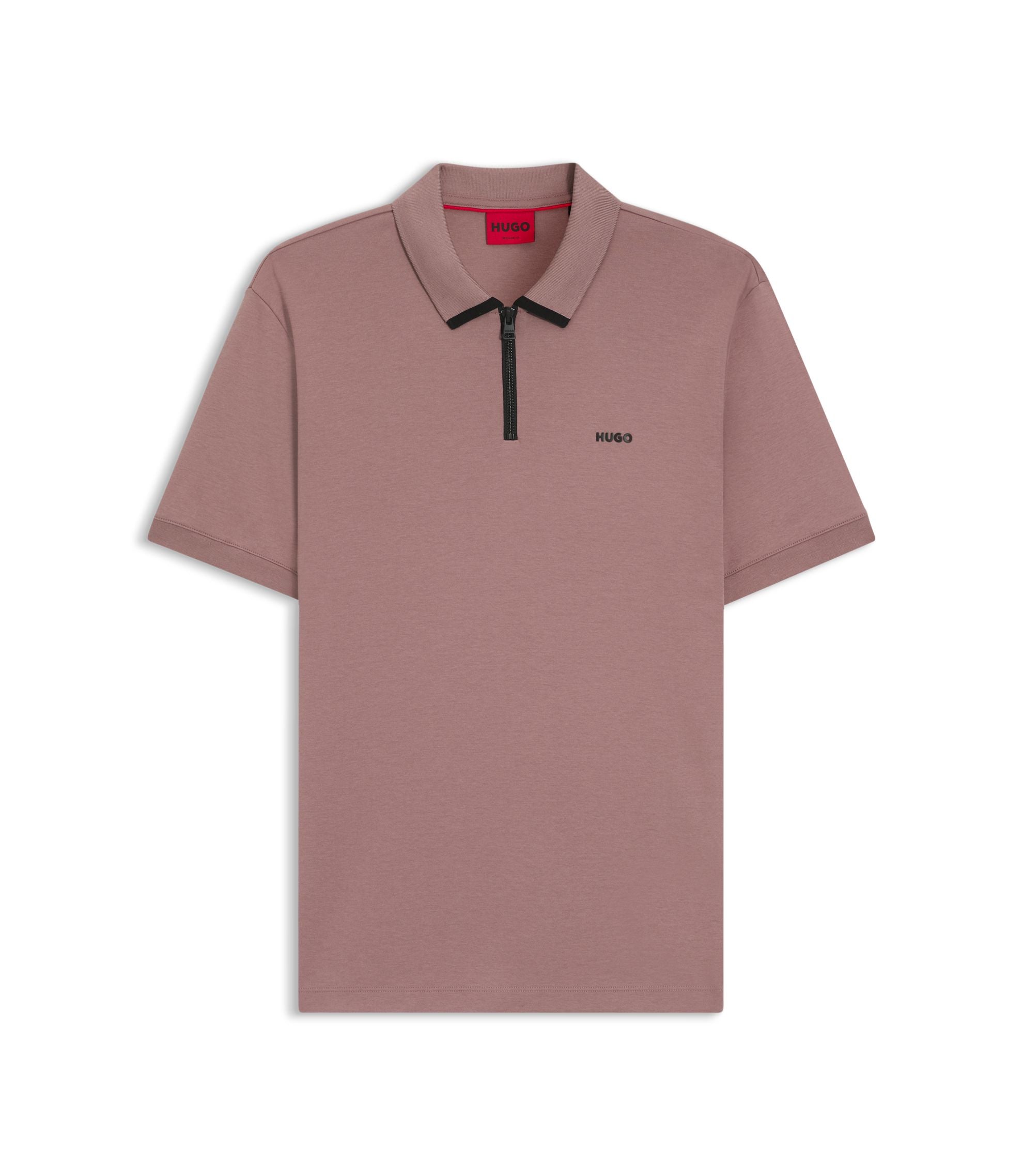 Hugo Contrast Logo Polo Shirt In Cotton Piqu Light Brown