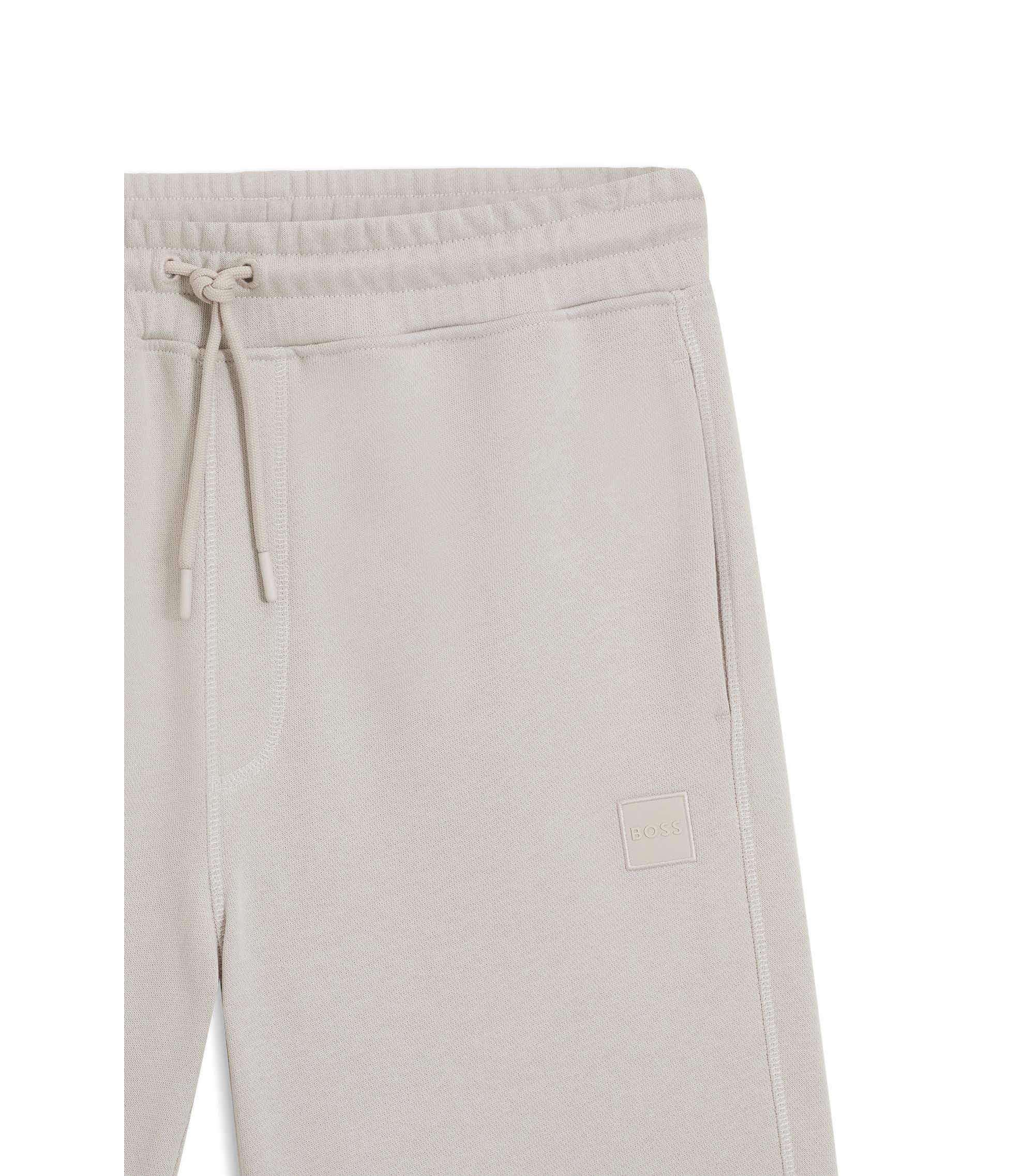 Boss Cotton Terry Shorts With Logo Patch Light Grey