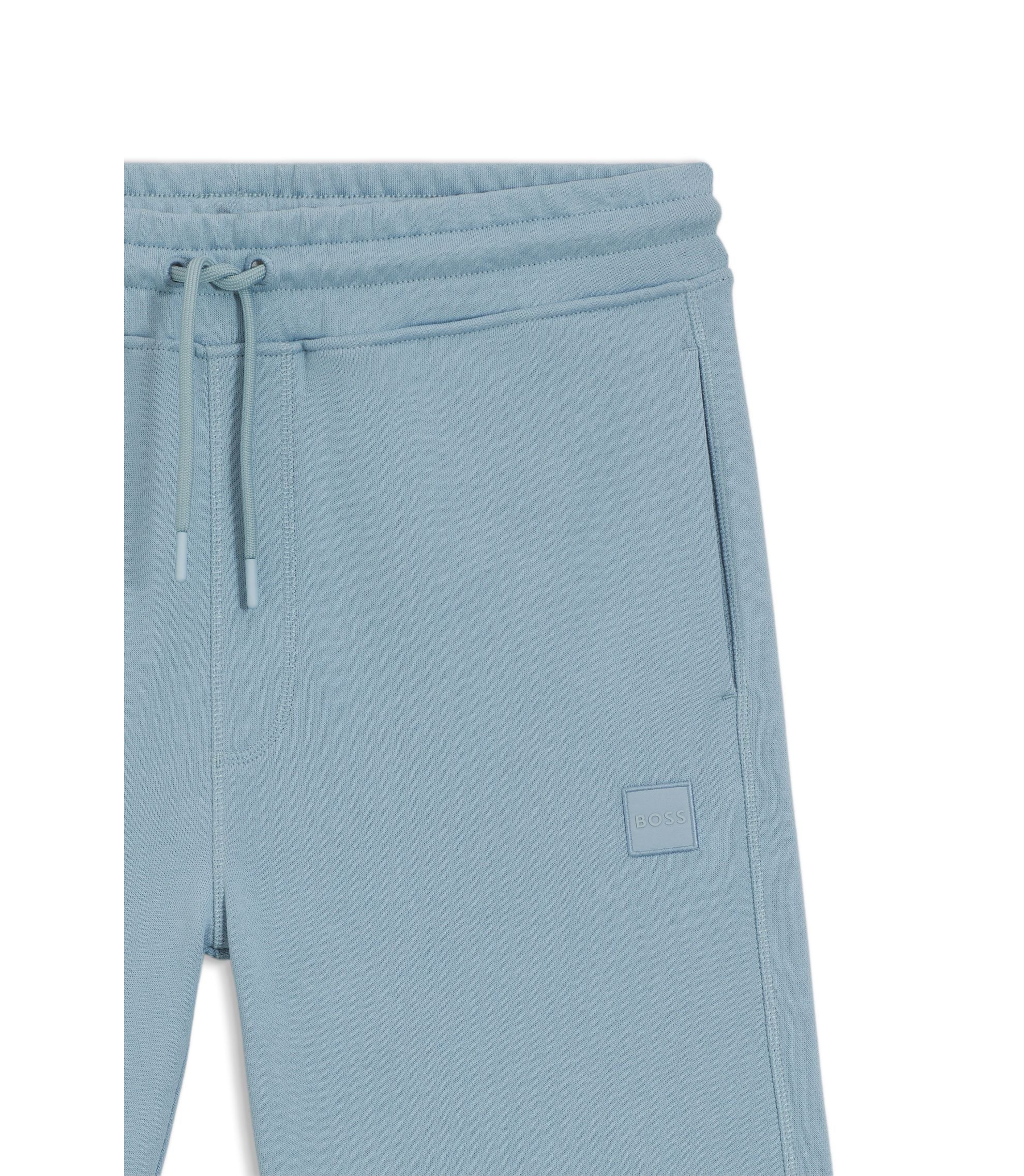 Boss Cotton Terry Shorts With Logo Patch Light Blue