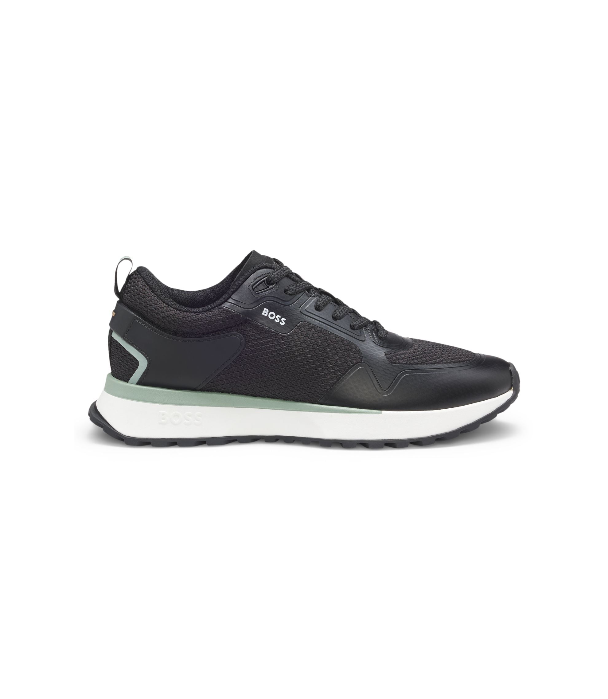 Boss Mesh Detail Trainers In Mixed Materials Black Black