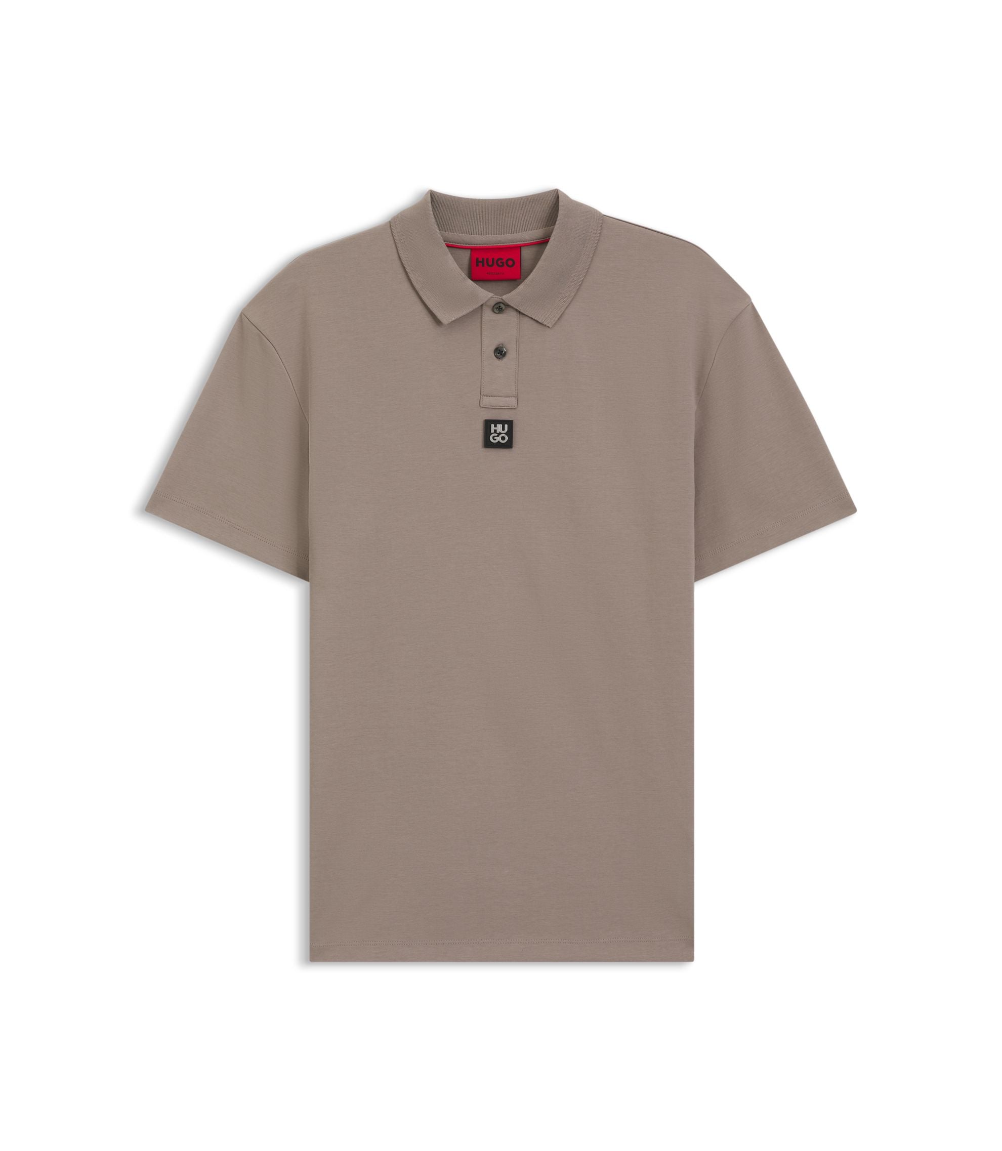 Hugo Stacked Logo Polo Shirt In Interlock Cotton Light Brown