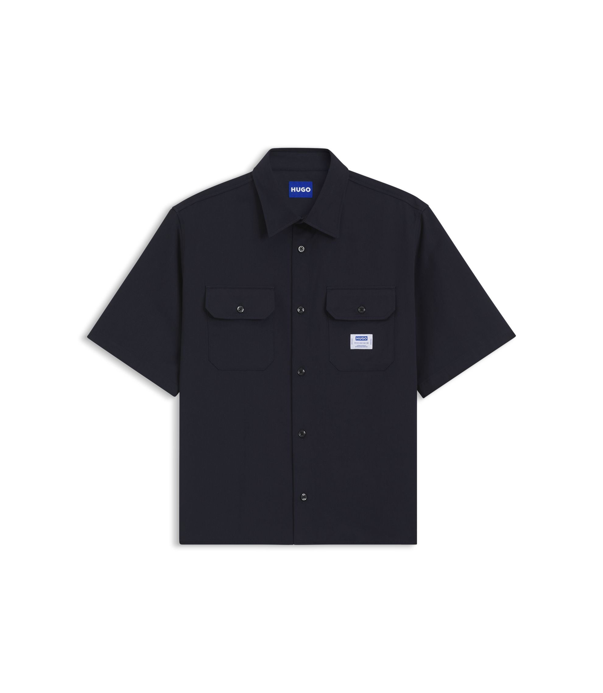 Hugo Oversize Fit Shirt In Cotton Twill Dark Blue