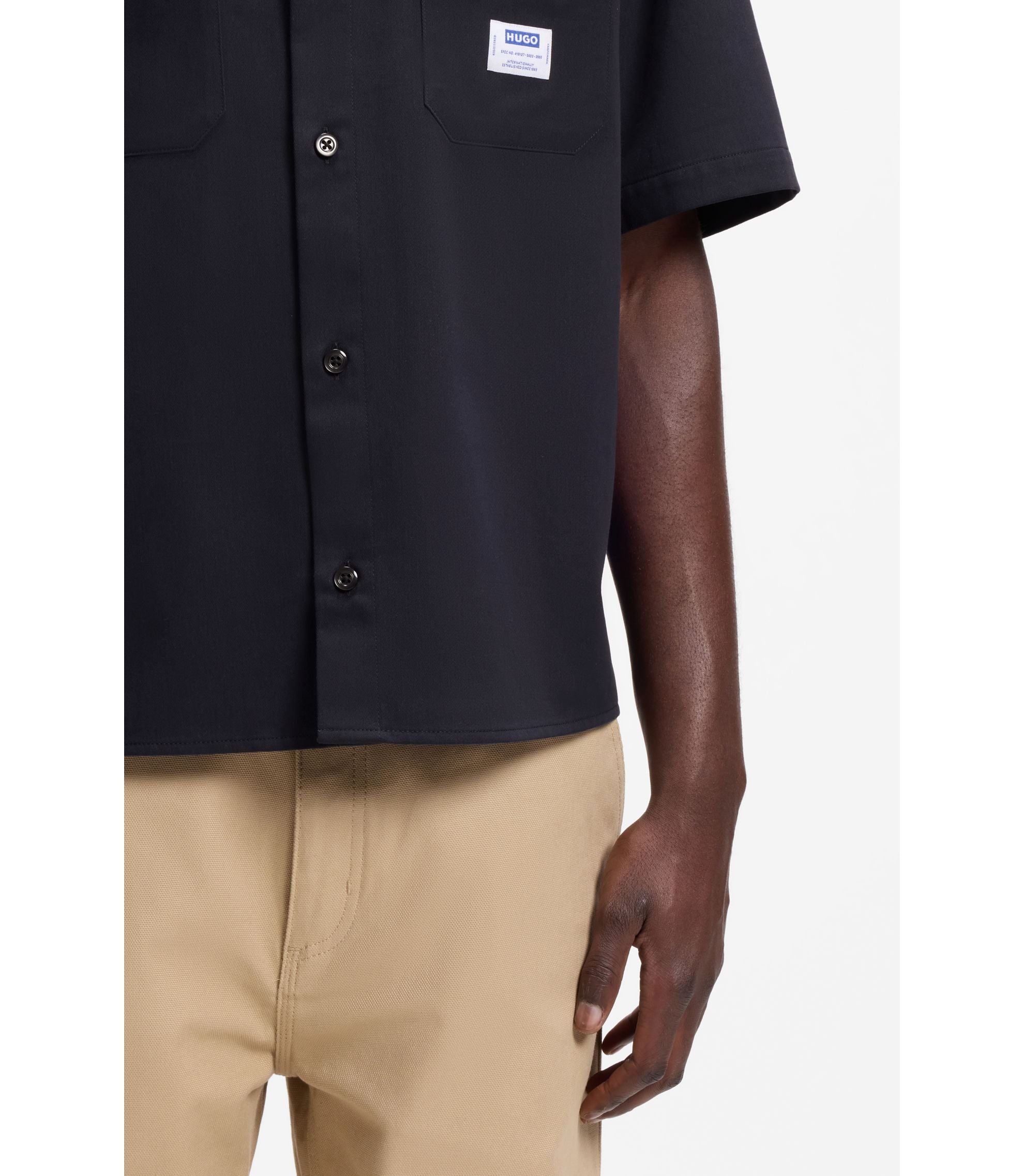 Hugo Oversize Fit Shirt In Cotton Twill Dark Blue