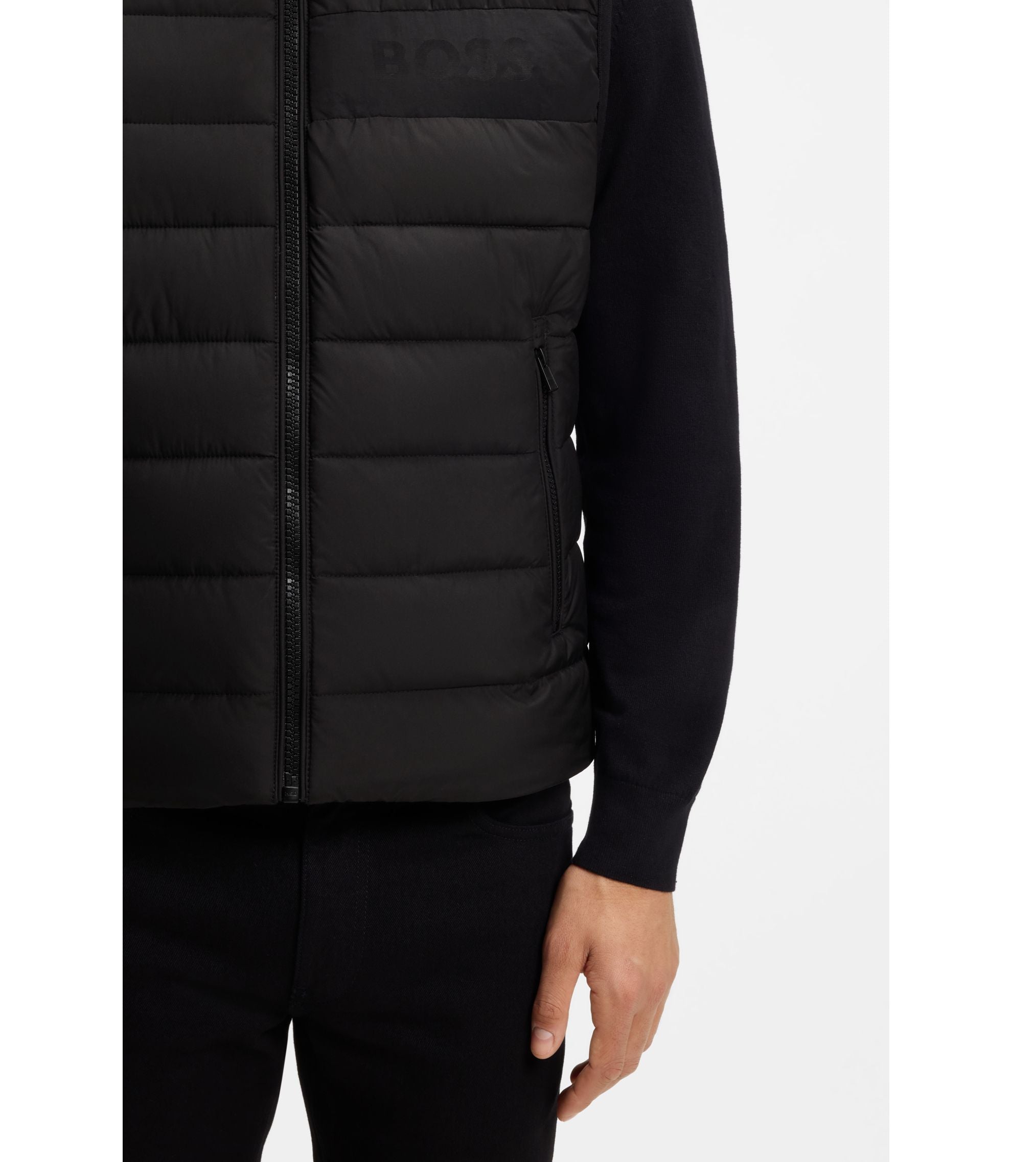 Boss Water Repellent Vest With Logo Detail Black