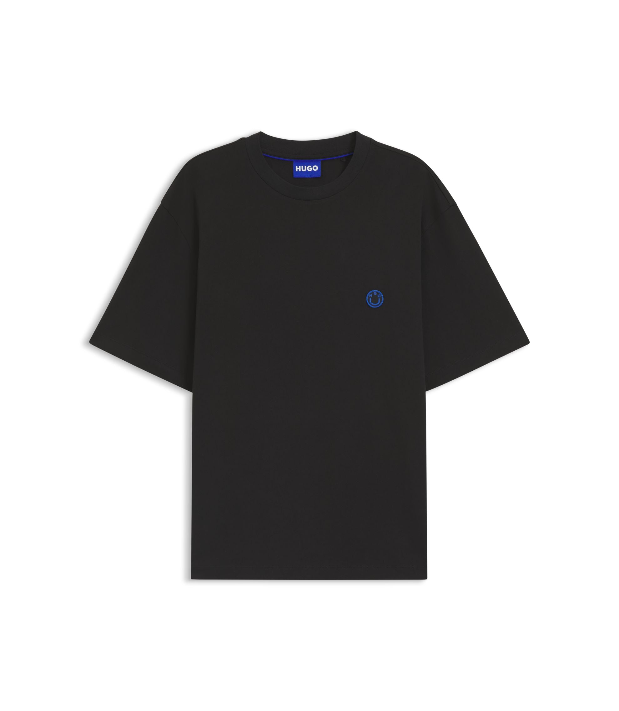 Hugo Cotton Jersey T Shirt With Happy Hugo Logo Black