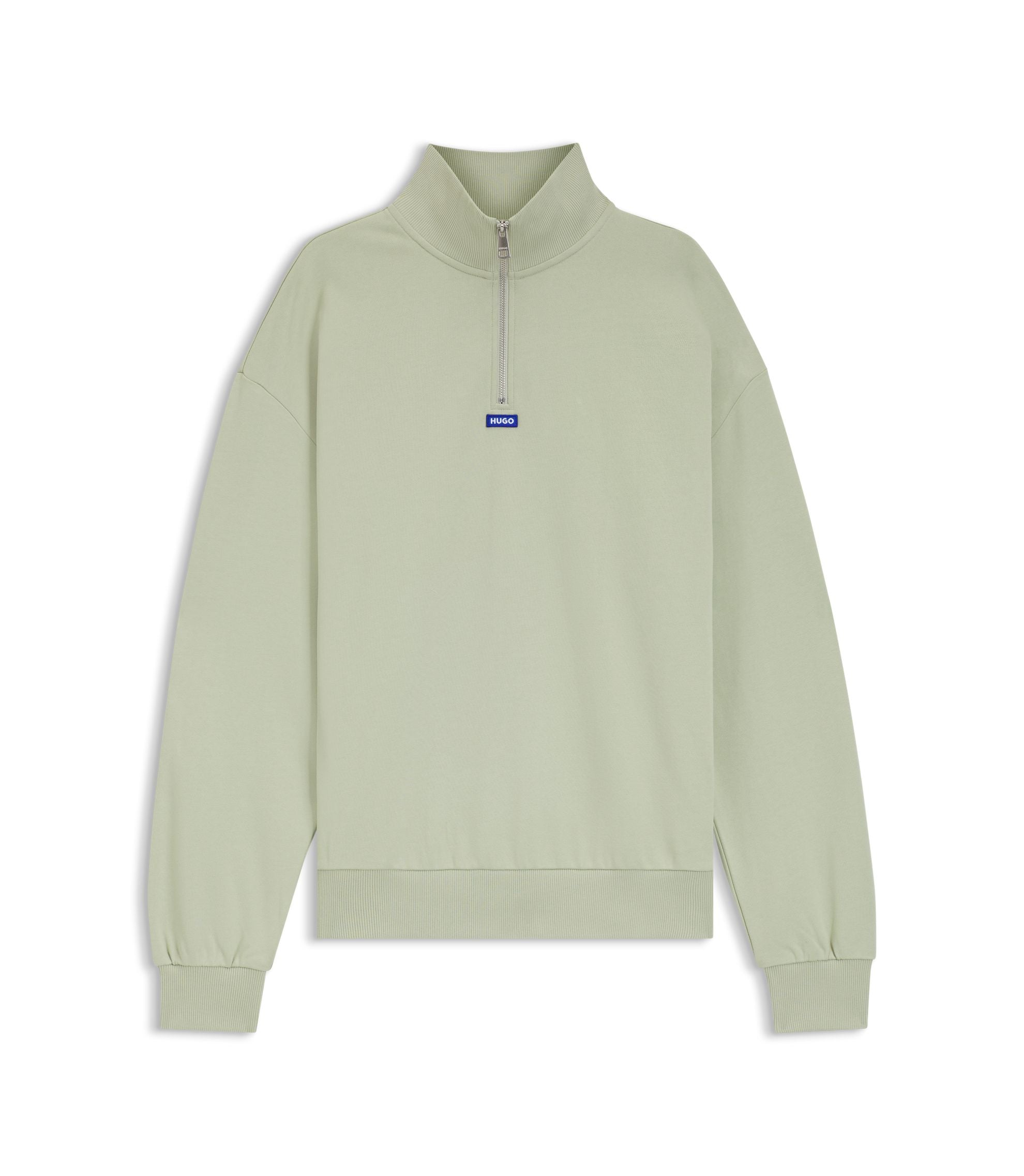 Hugo Logo Patch Sweatshirt In Cotton Terry Light Green