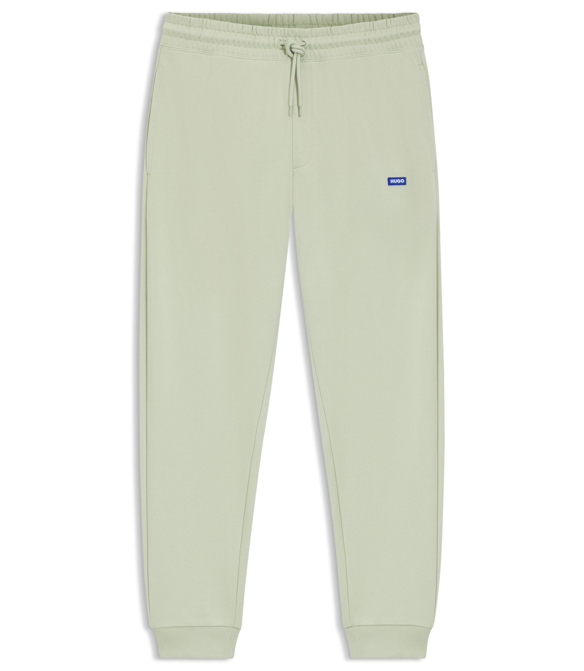 Hugo Cotton Terry Sweatpants With Logo Patch Light Green