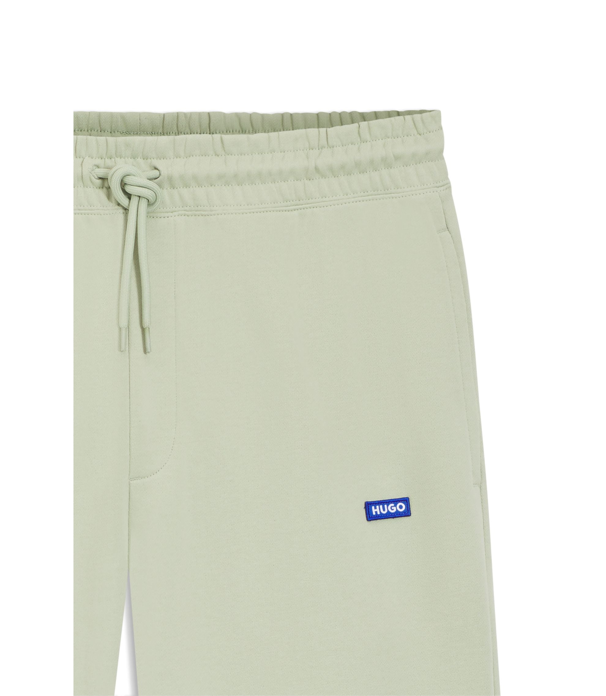 Hugo Cotton Terry Sweatpants With Logo Patch Light Green