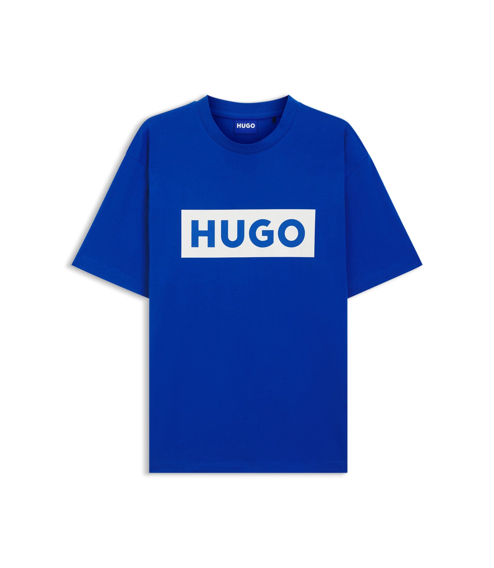 Hugo Blue Logo T Shirt In Cotton Jersey Light Blue