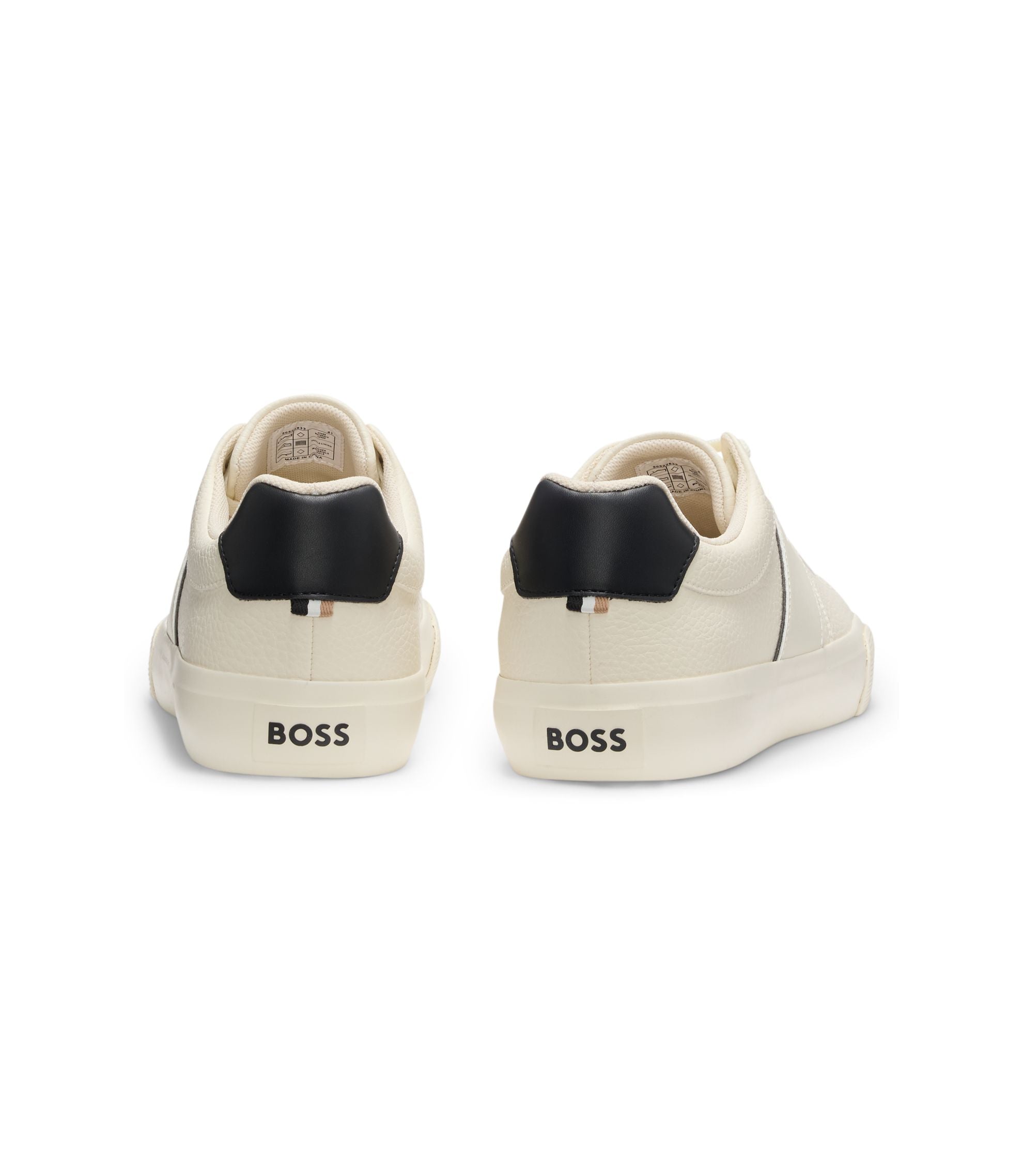 Boss Faux Leather Trainers With Grained And Plain Textures White White