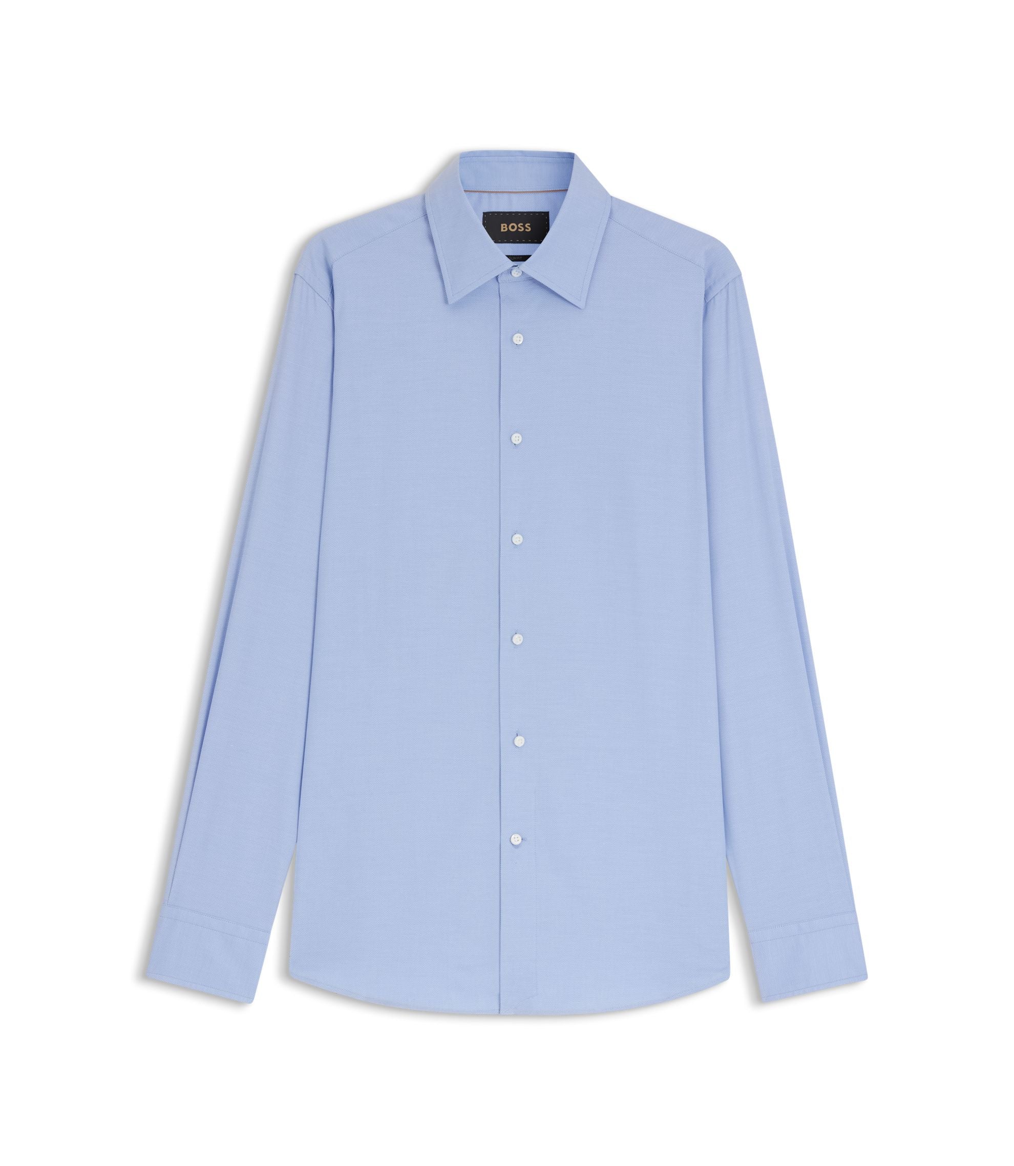 Boss Slim Fit Shirt In Stretch Cotton Blend Poplin Light Blue