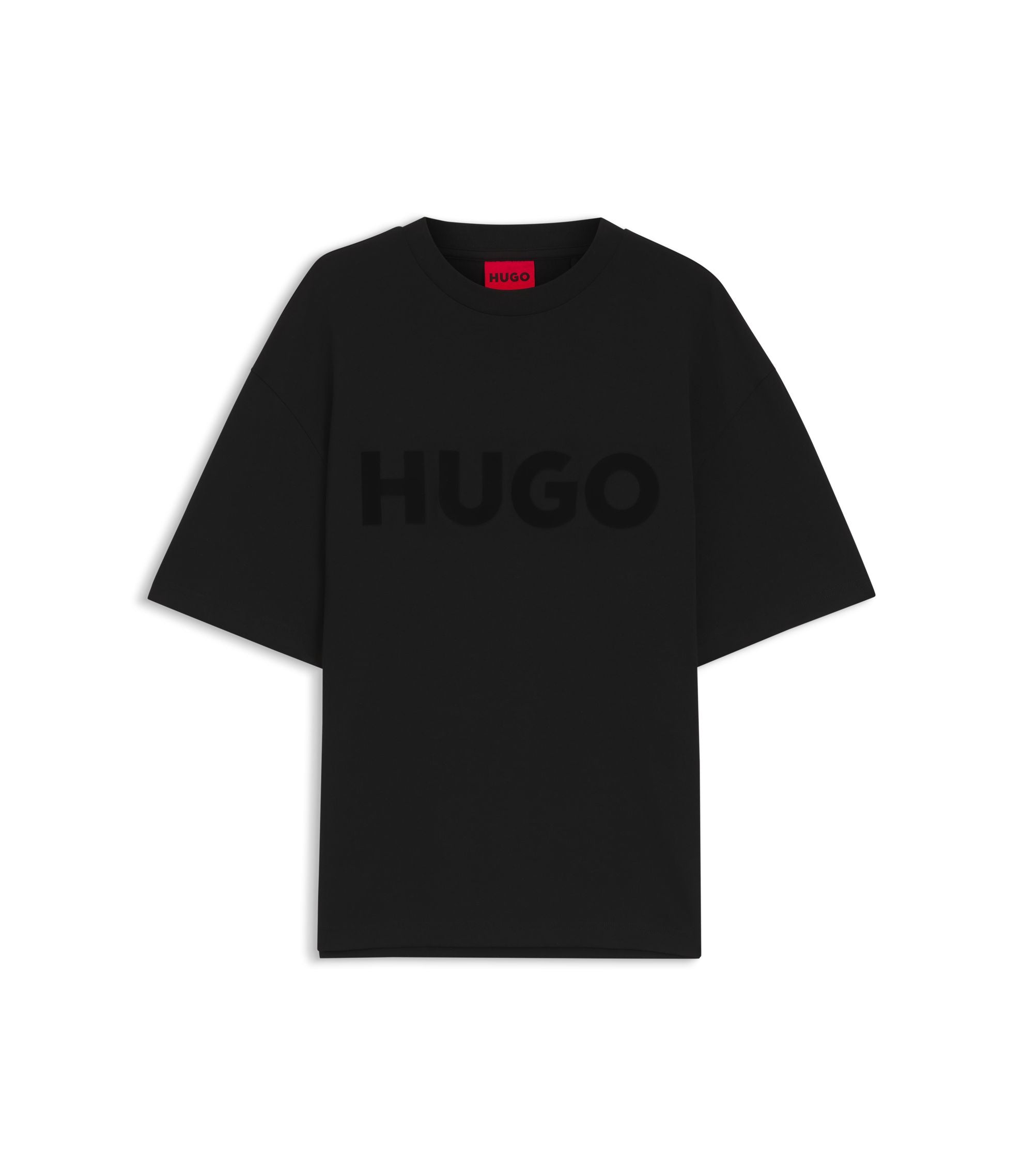 Hugo Cotton Jersey T Shirt With Reflective Logo Black