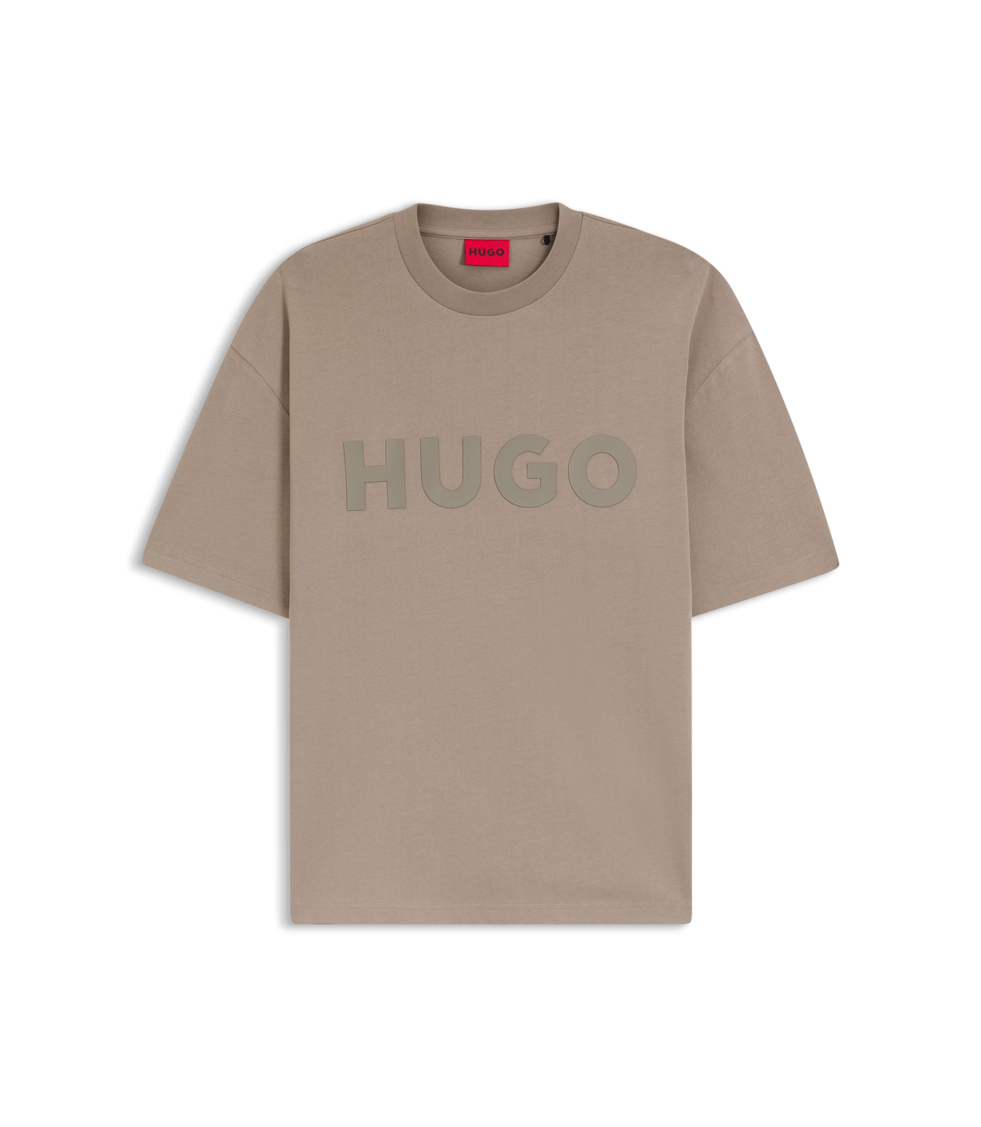 Hugo Cotton Jersey T Shirt With Reflective Logo Light Brown