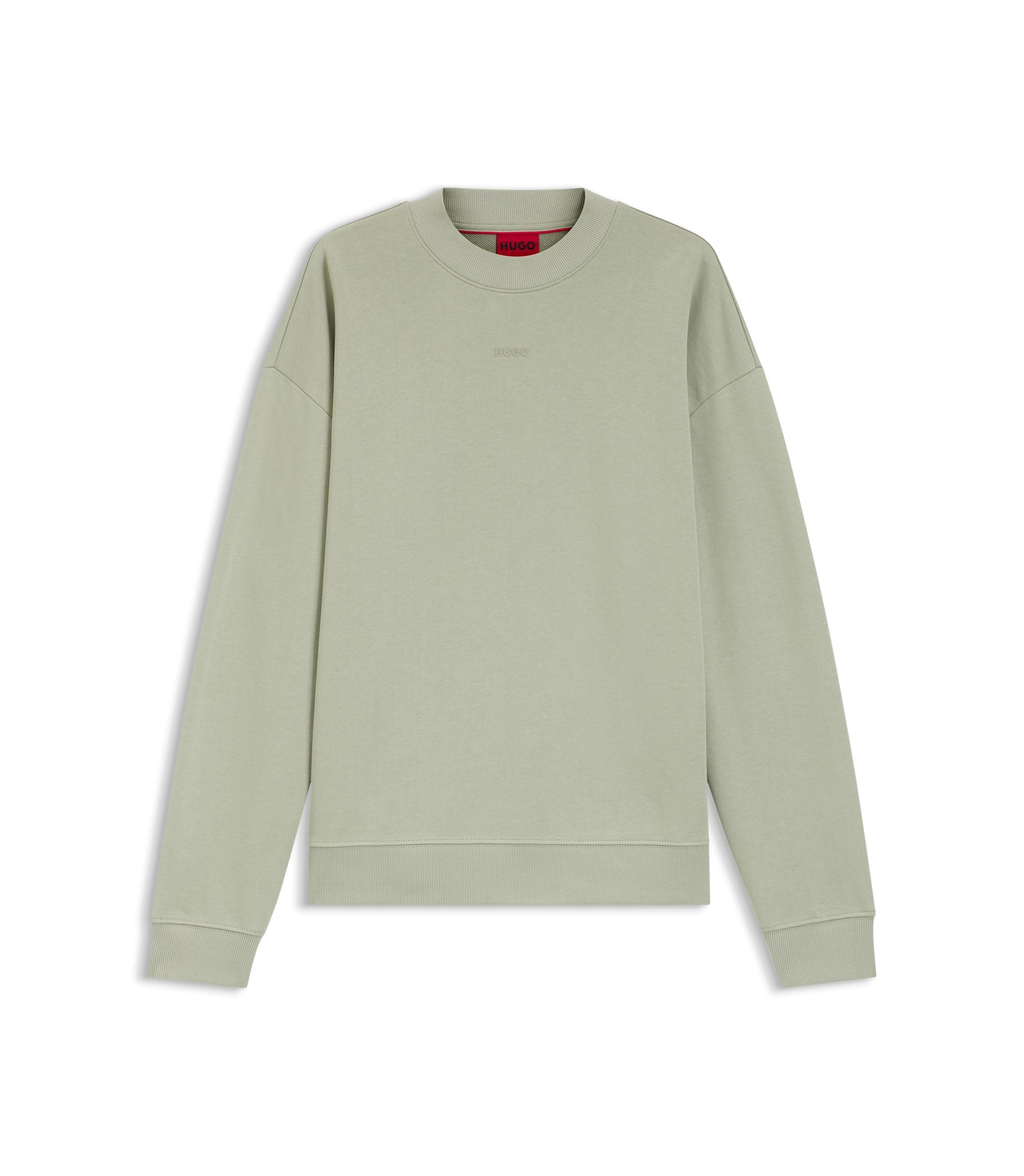Hugo Relaxed Fit Sweatshirt In Cotton Terry With Logo Detail Light Green
