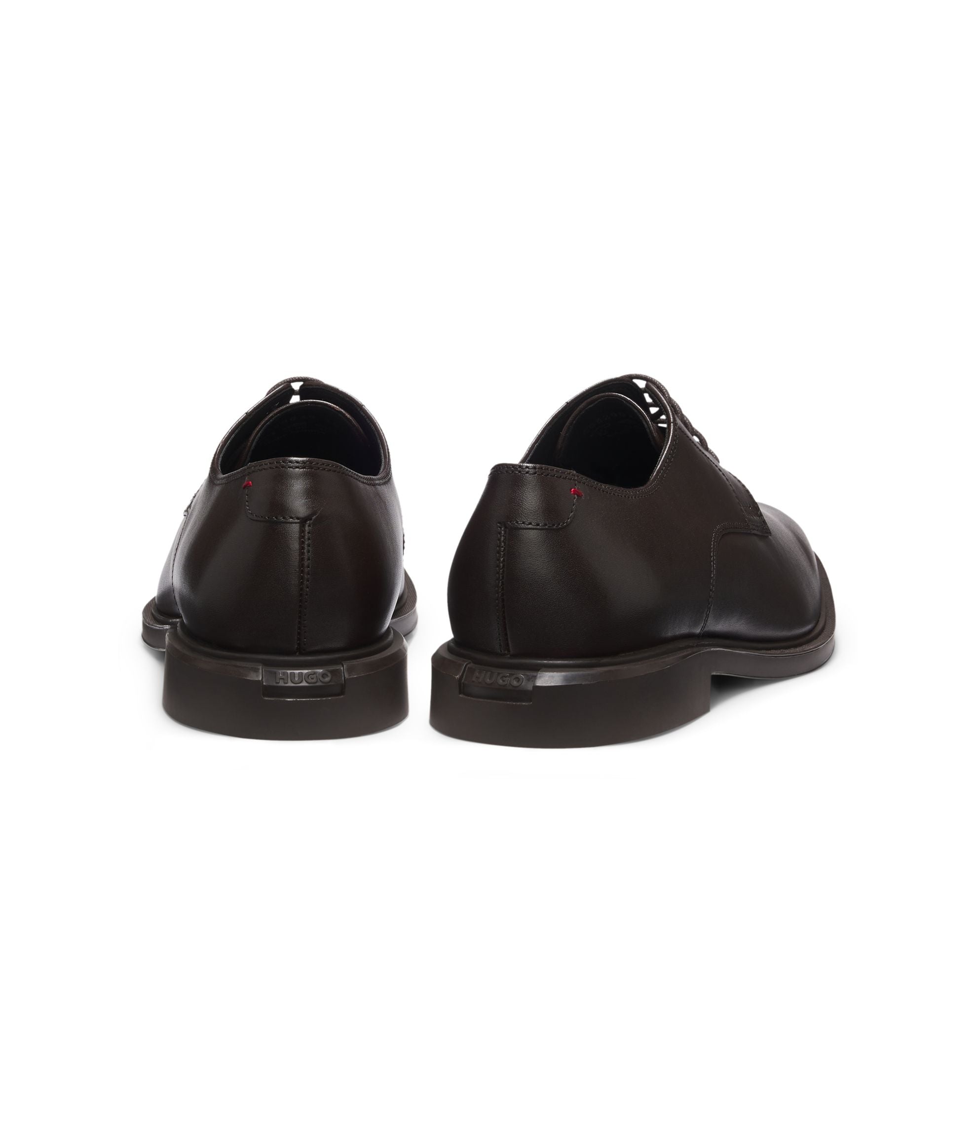 Hugo Embossed Logo Derby Shoes In Leather Dark Brown Dark Brown