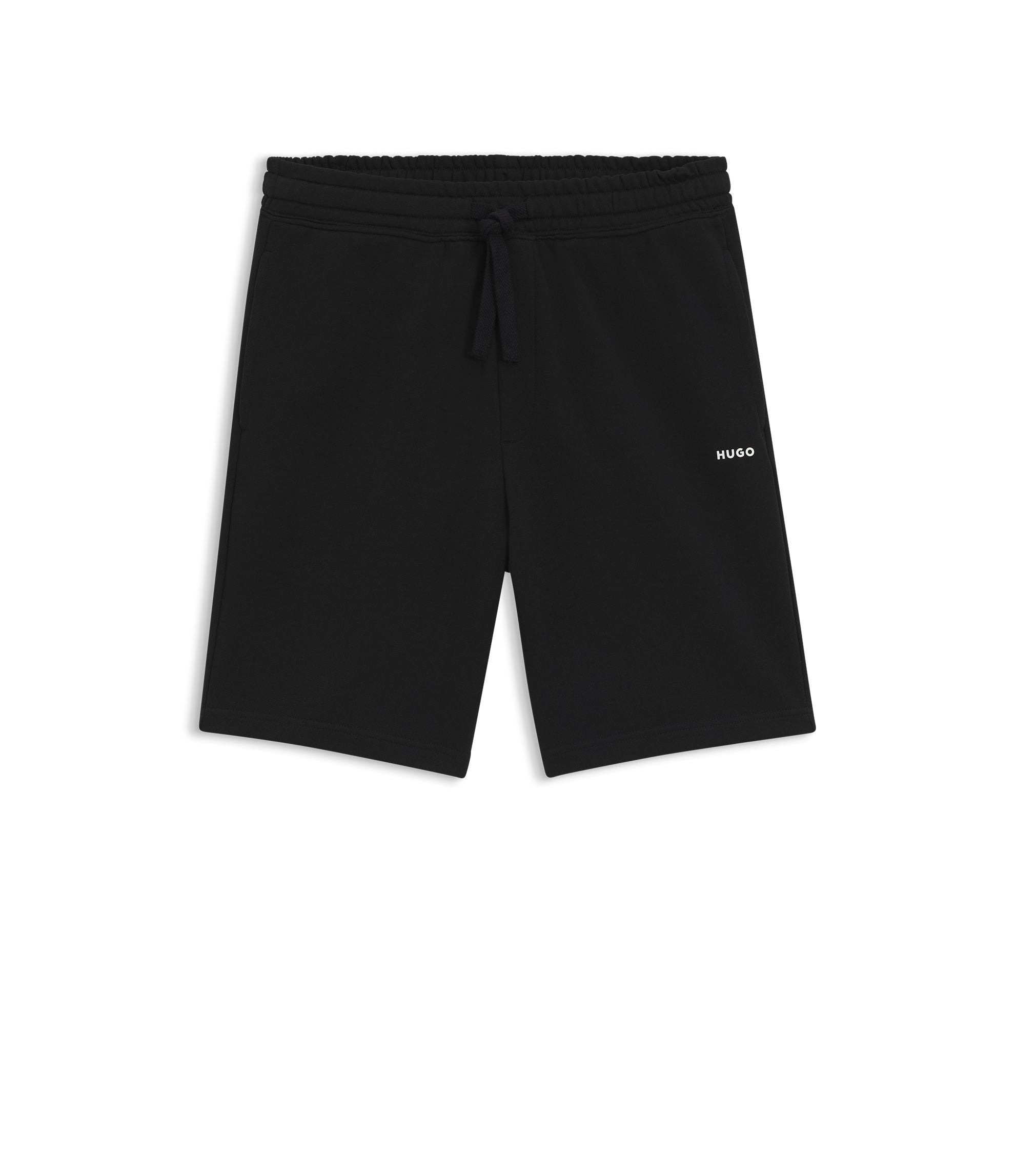 Hugo Cotton Terry Shorts With Logo Print Black