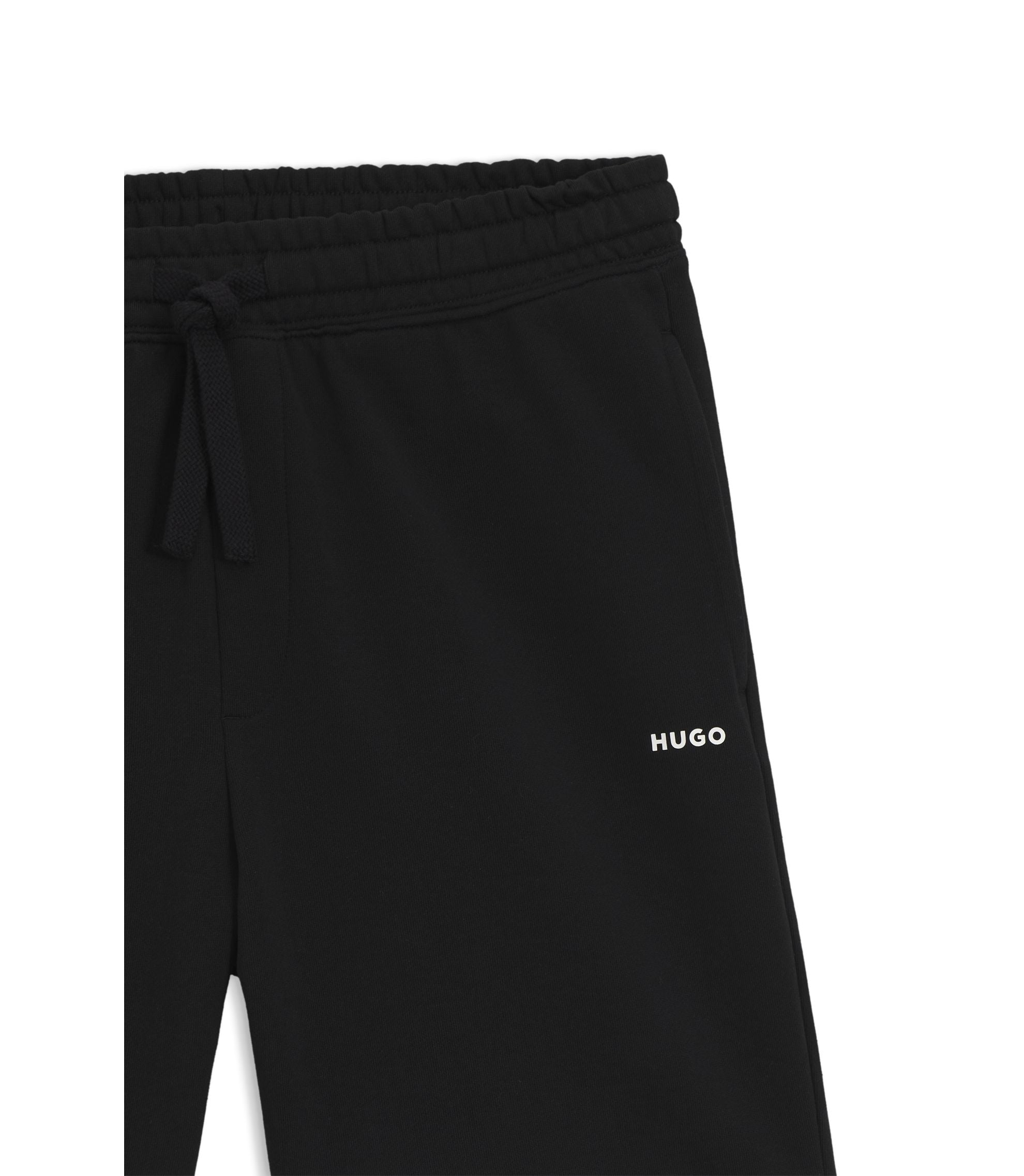 Hugo Cotton Terry Shorts With Logo Print Black