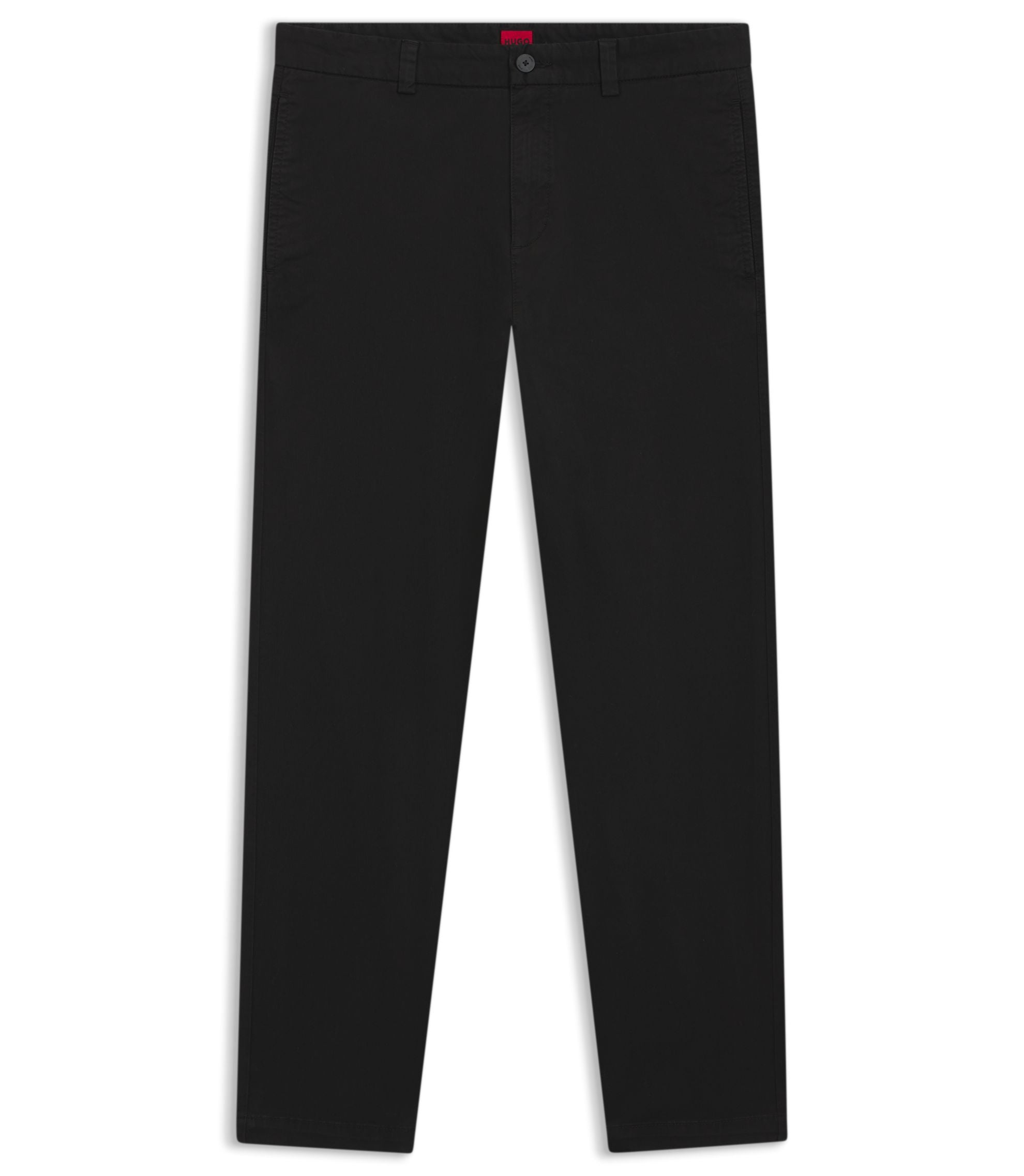 Hugo Slim Fit Trousers In Stretch Cotton Gabardine Black