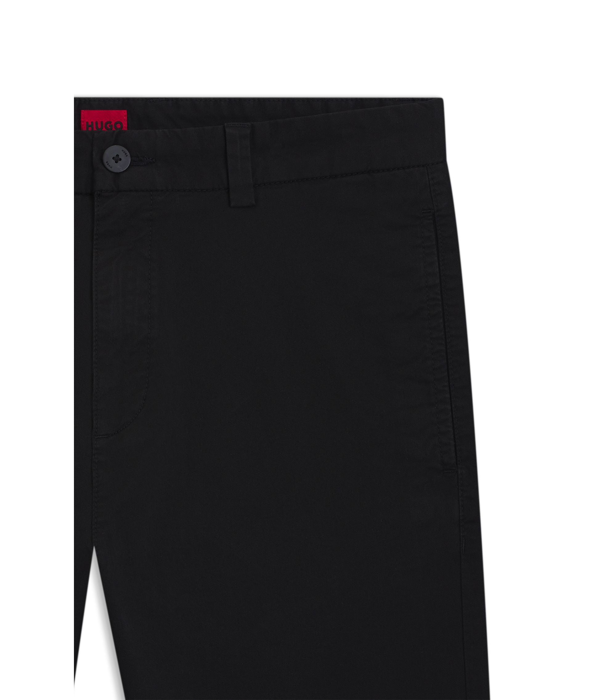 Hugo Slim Fit Trousers In Stretch Cotton Gabardine Black