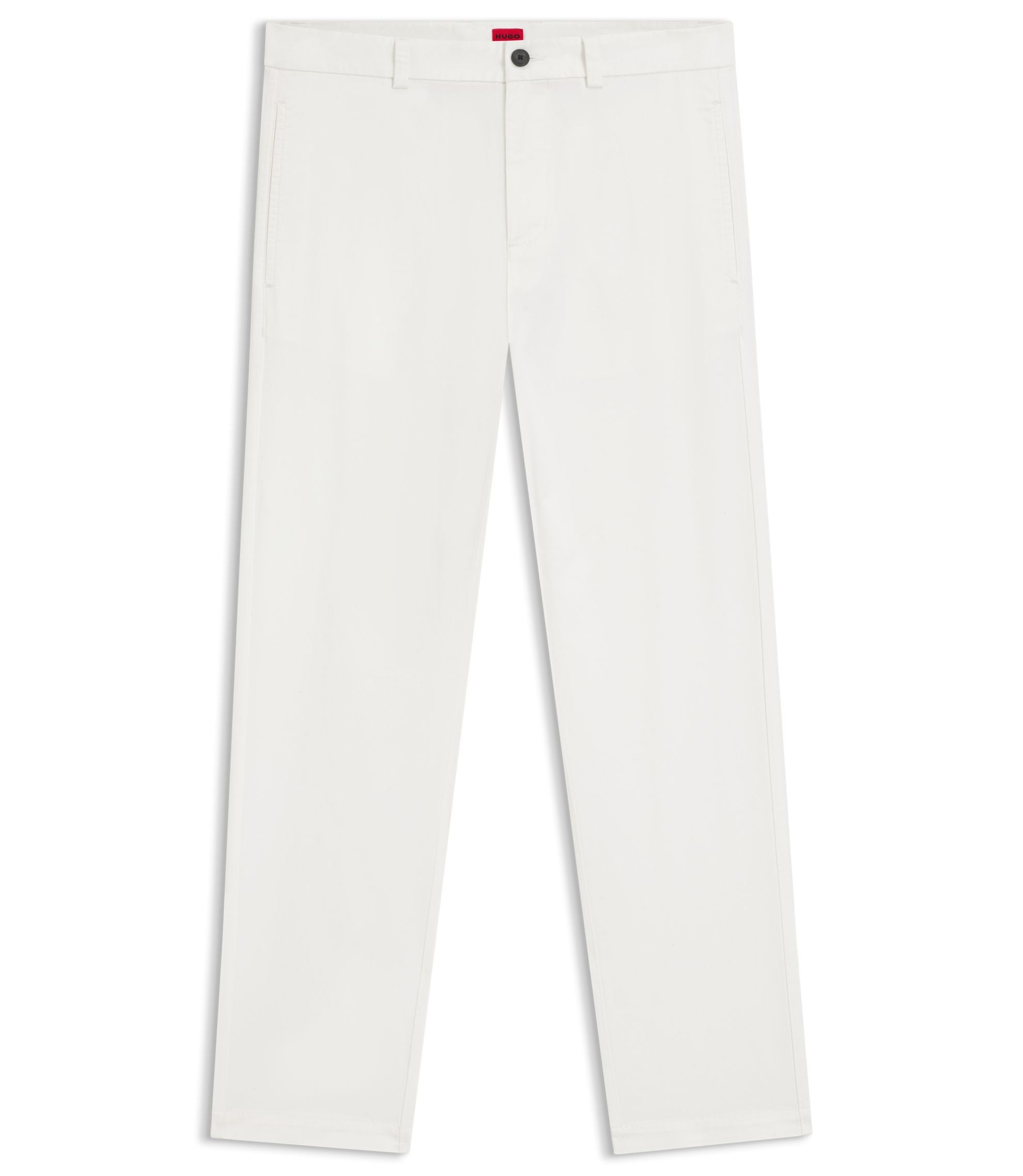 Hugo Slim Fit Trousers In Stretch Cotton Gabardine White