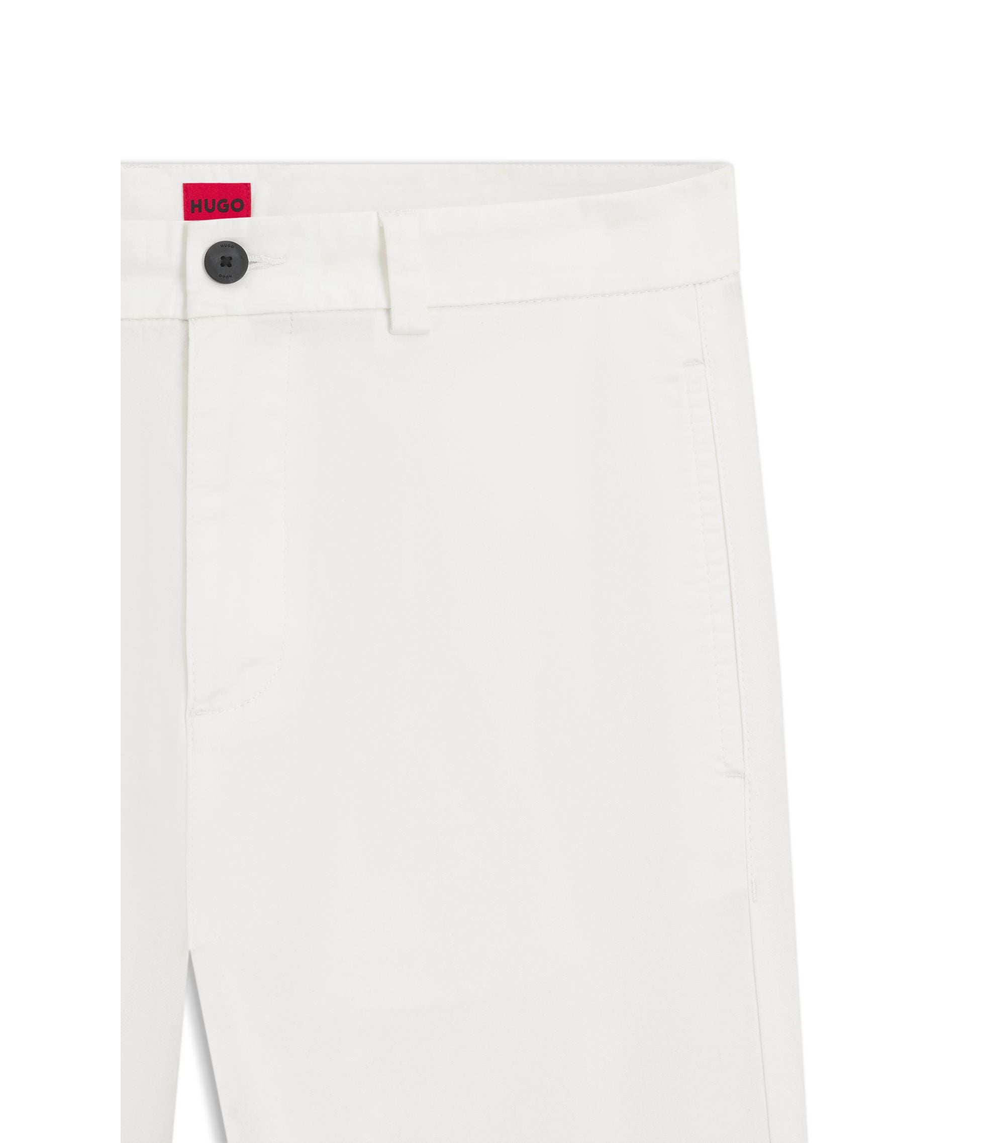 Hugo Slim Fit Trousers In Stretch Cotton Gabardine White