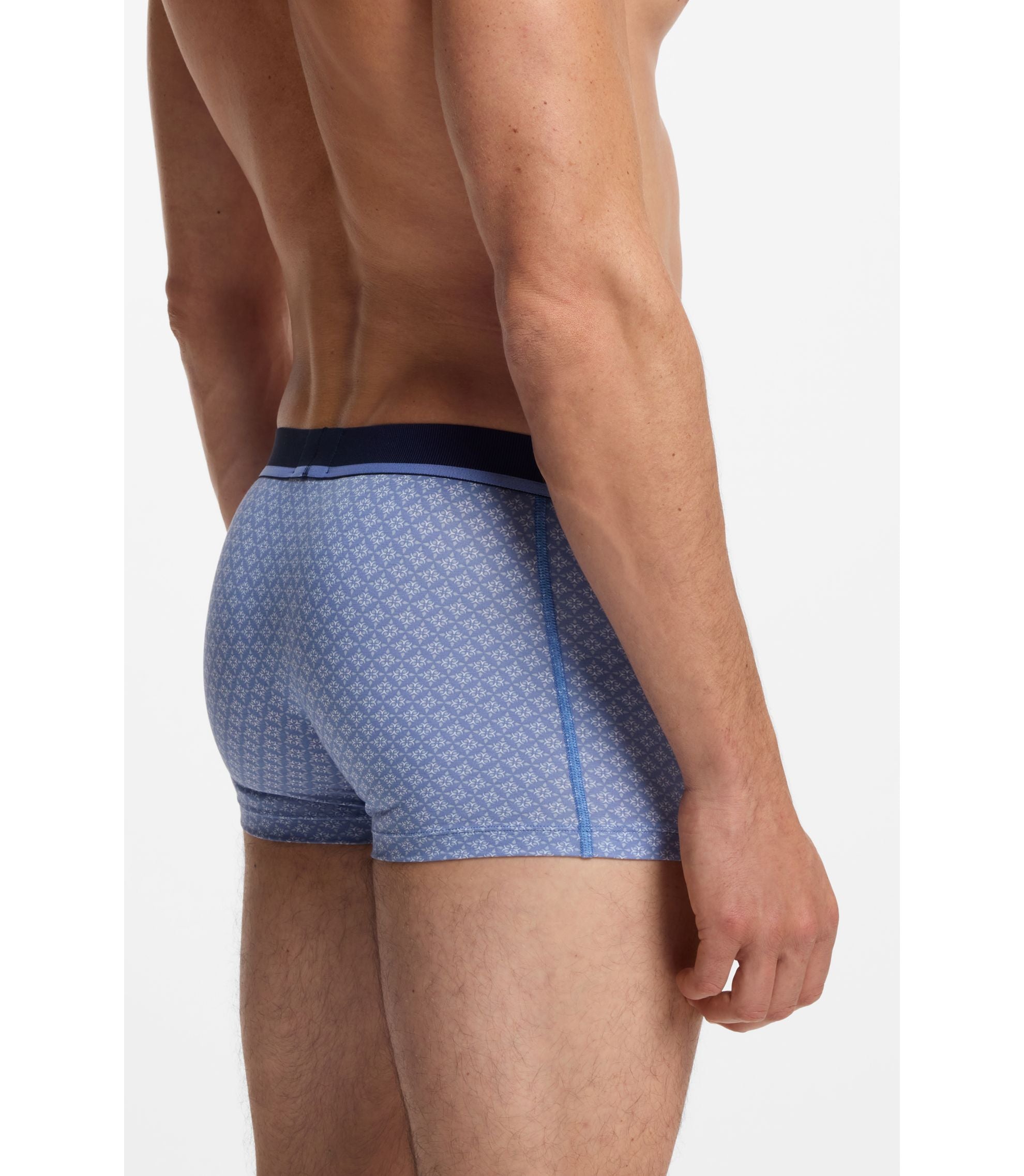 Boss Printed Trunks In Stretch Cotton Light Blue