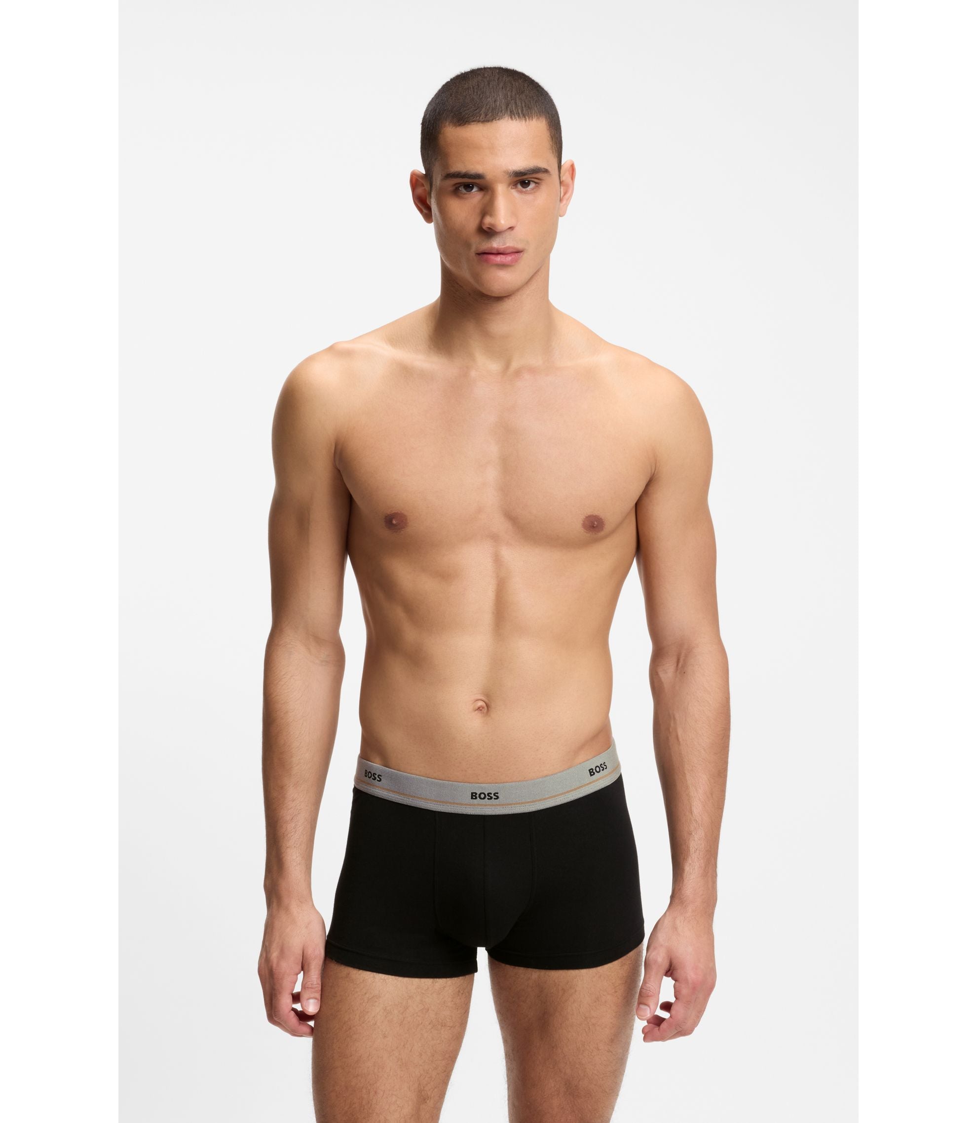Boss Five Pack Of Stretch Cotton Trunks With Logo Waistbands Black