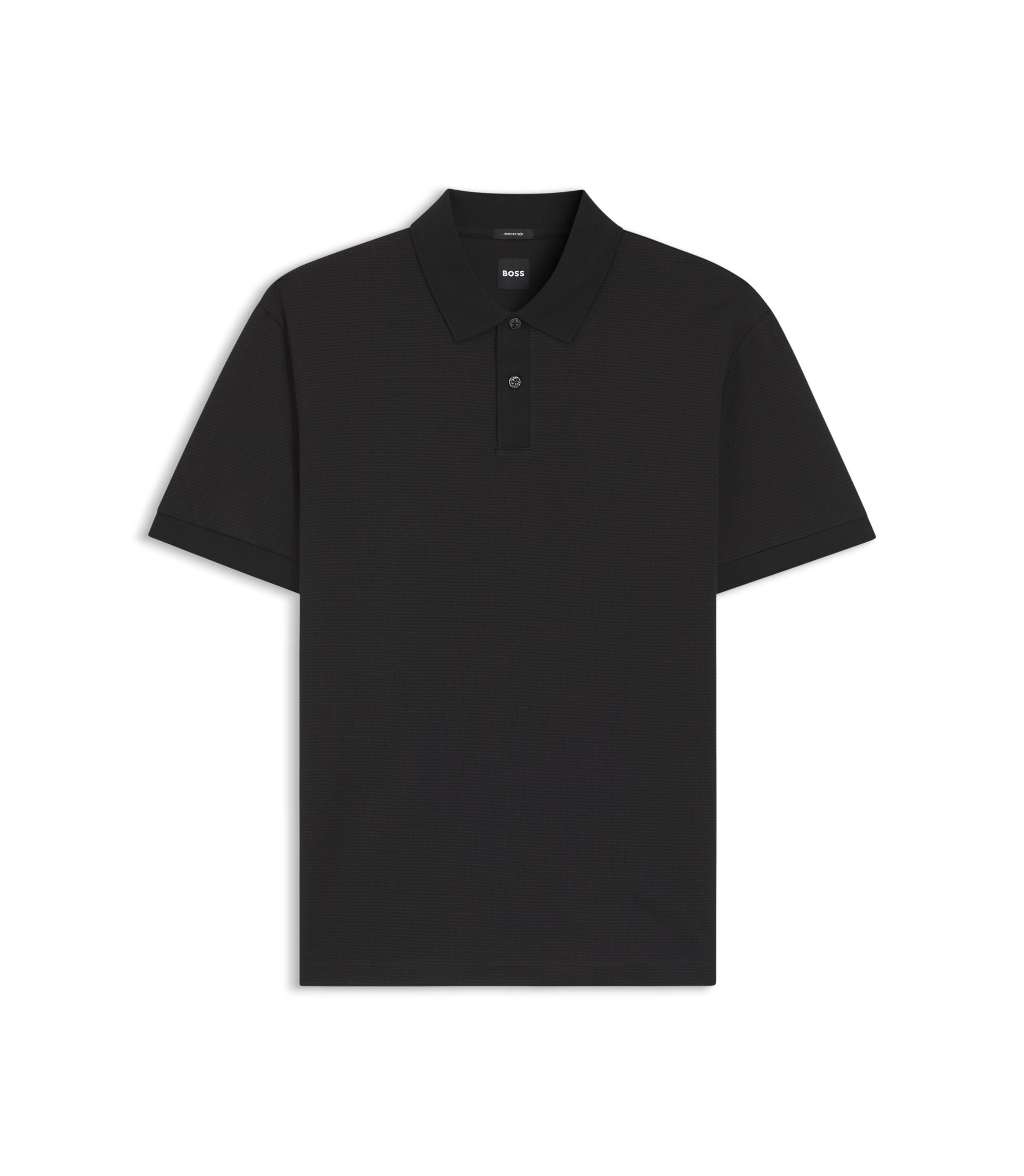 Boss Micro Pattern Polo Shirt In Mercerised Cotton Black