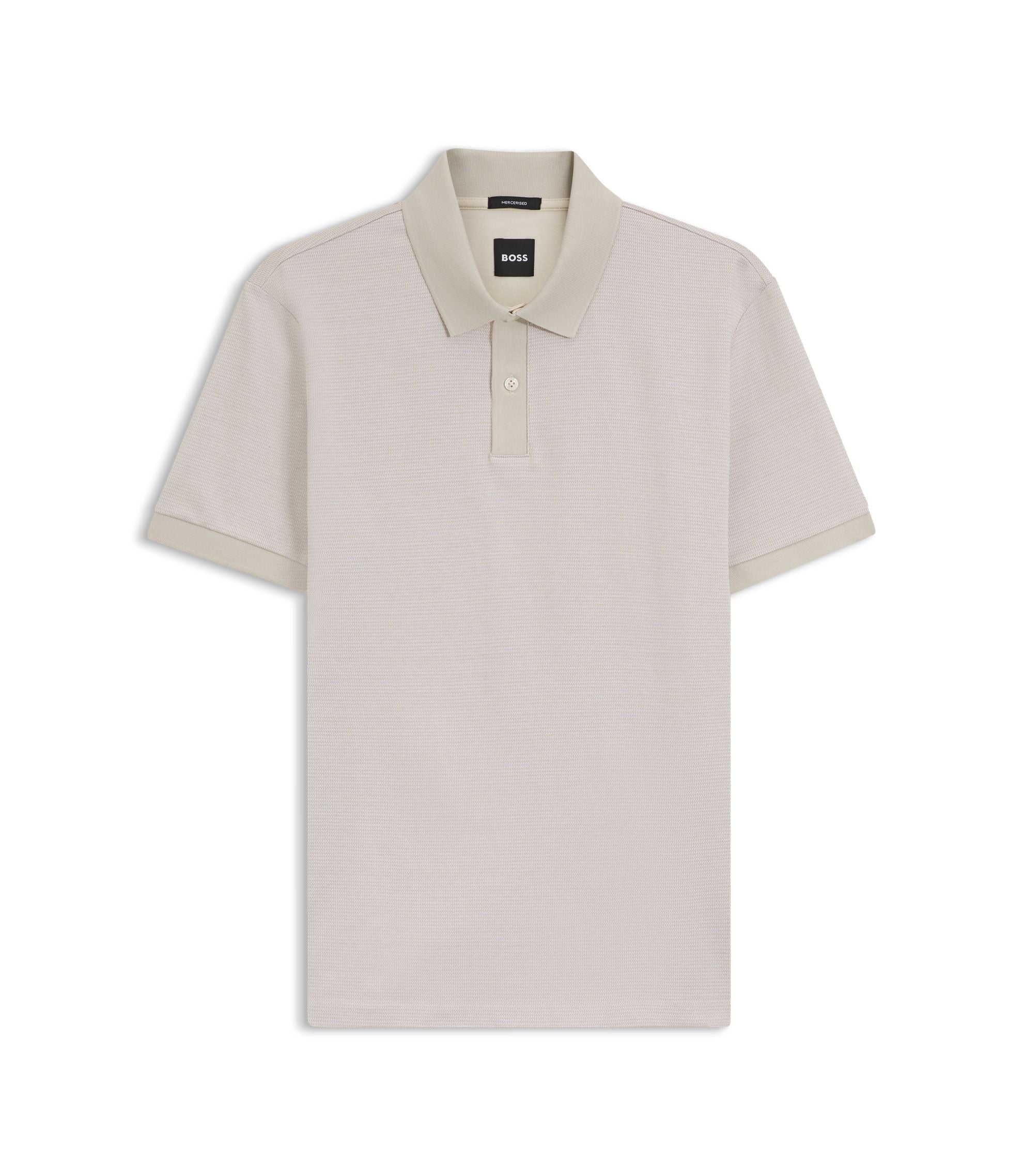 Boss Micro Pattern Polo Shirt In Mercerised Cotton White