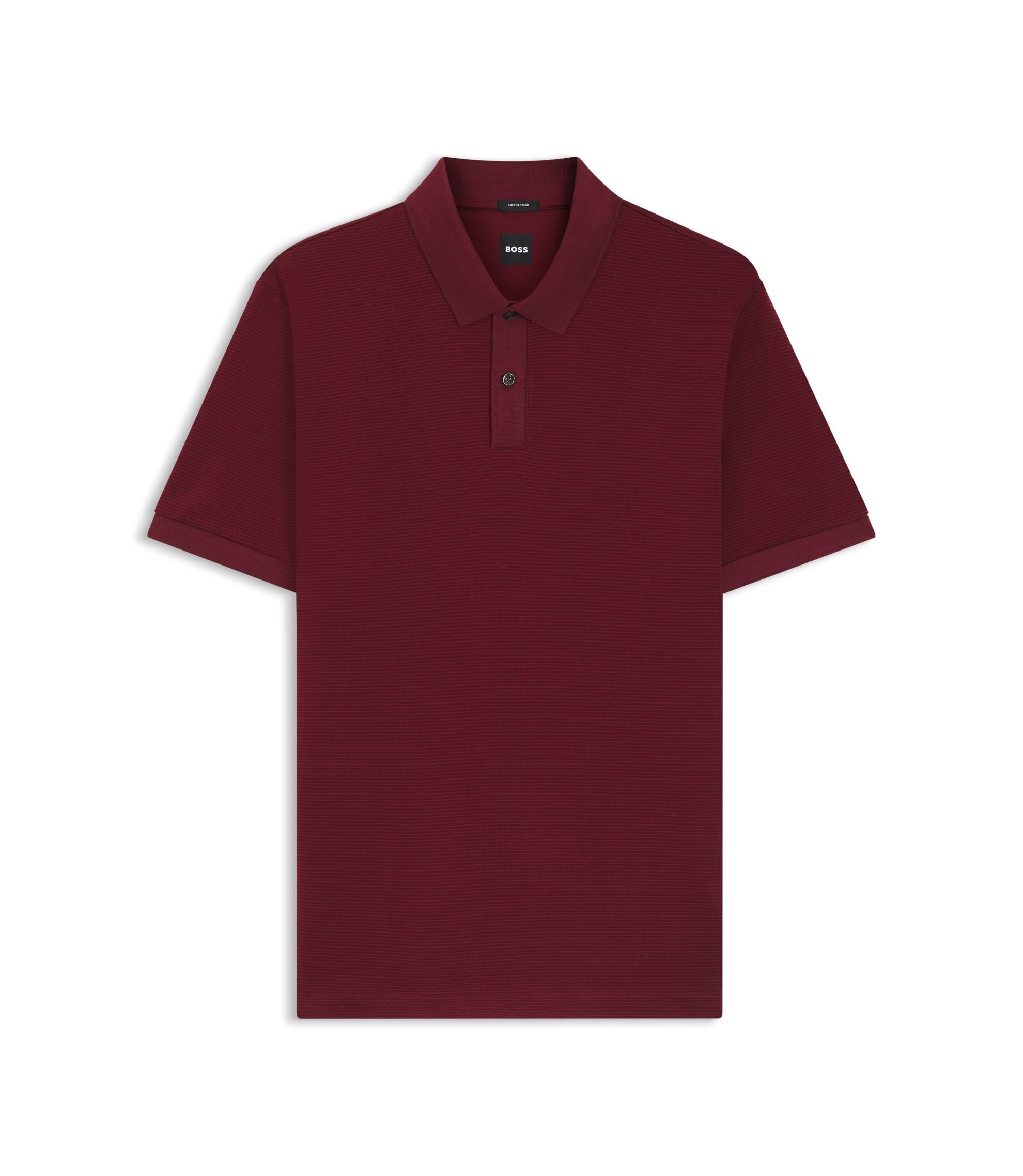 Boss Micro Pattern Polo Shirt In Mercerised Cotton Dark Red