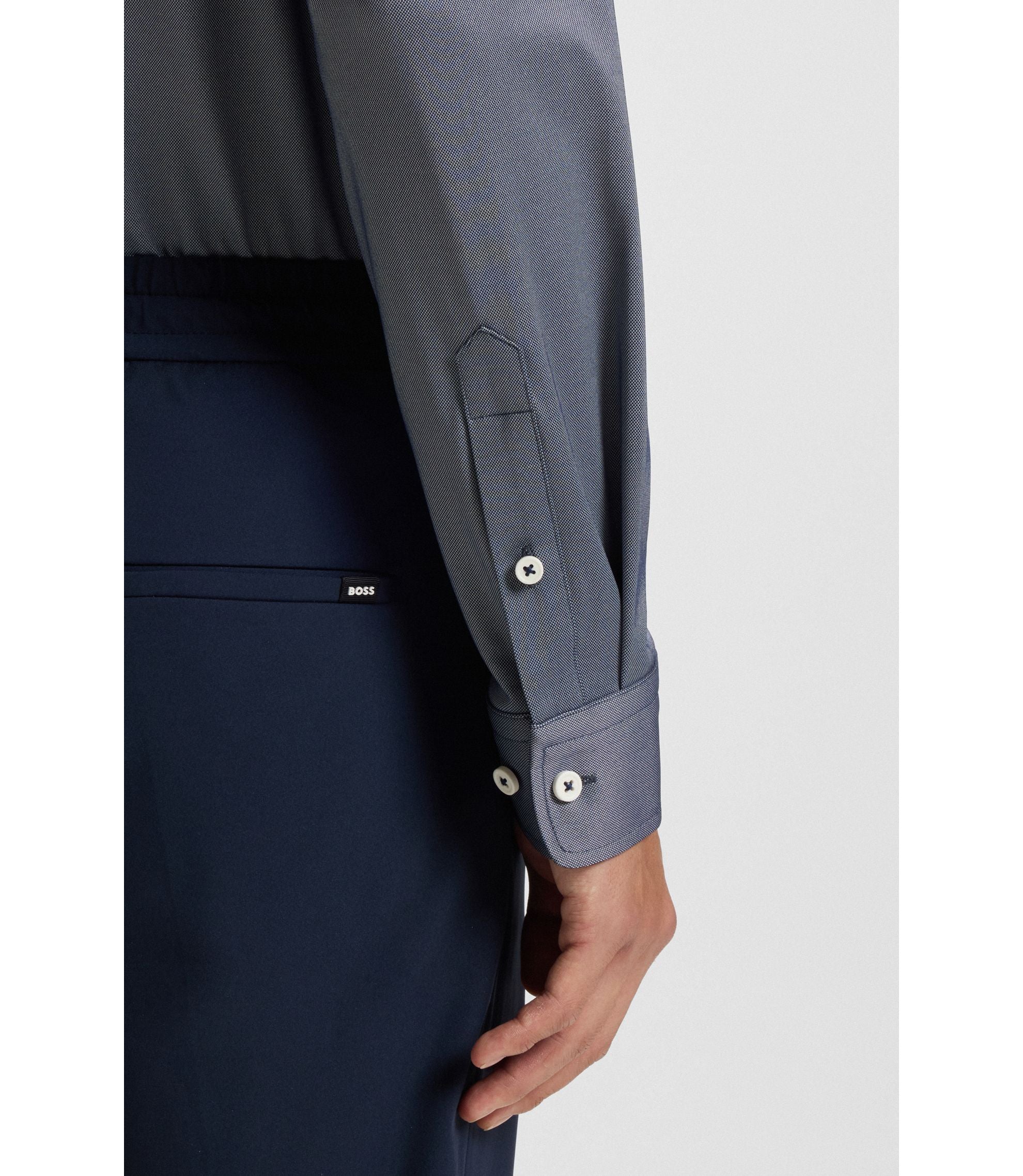 Boss Slim Fit Shirt In Structured Performance Stretch Fabric Grey