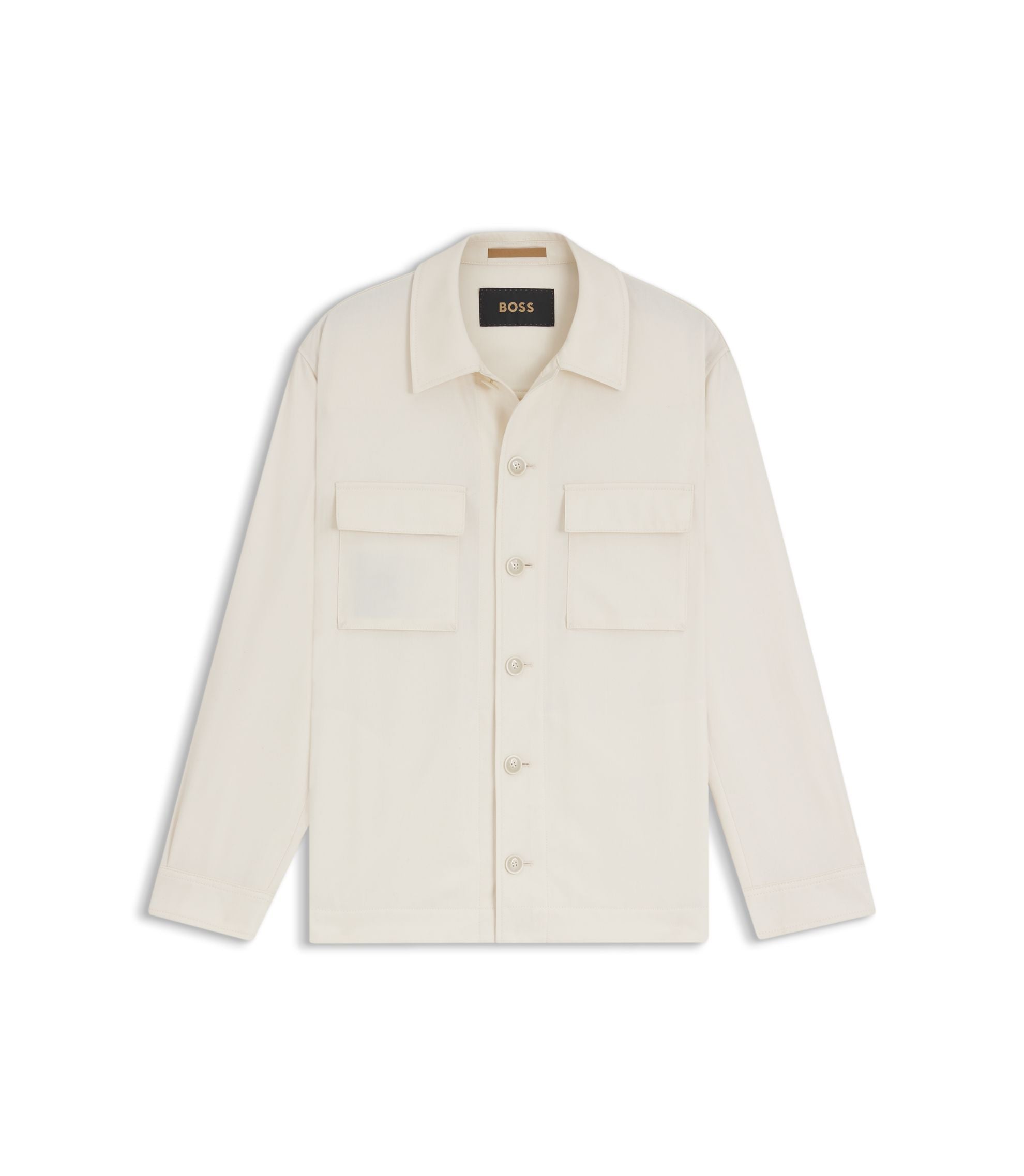 Boss Relaxed Fit Jacket In Virgin Wool White