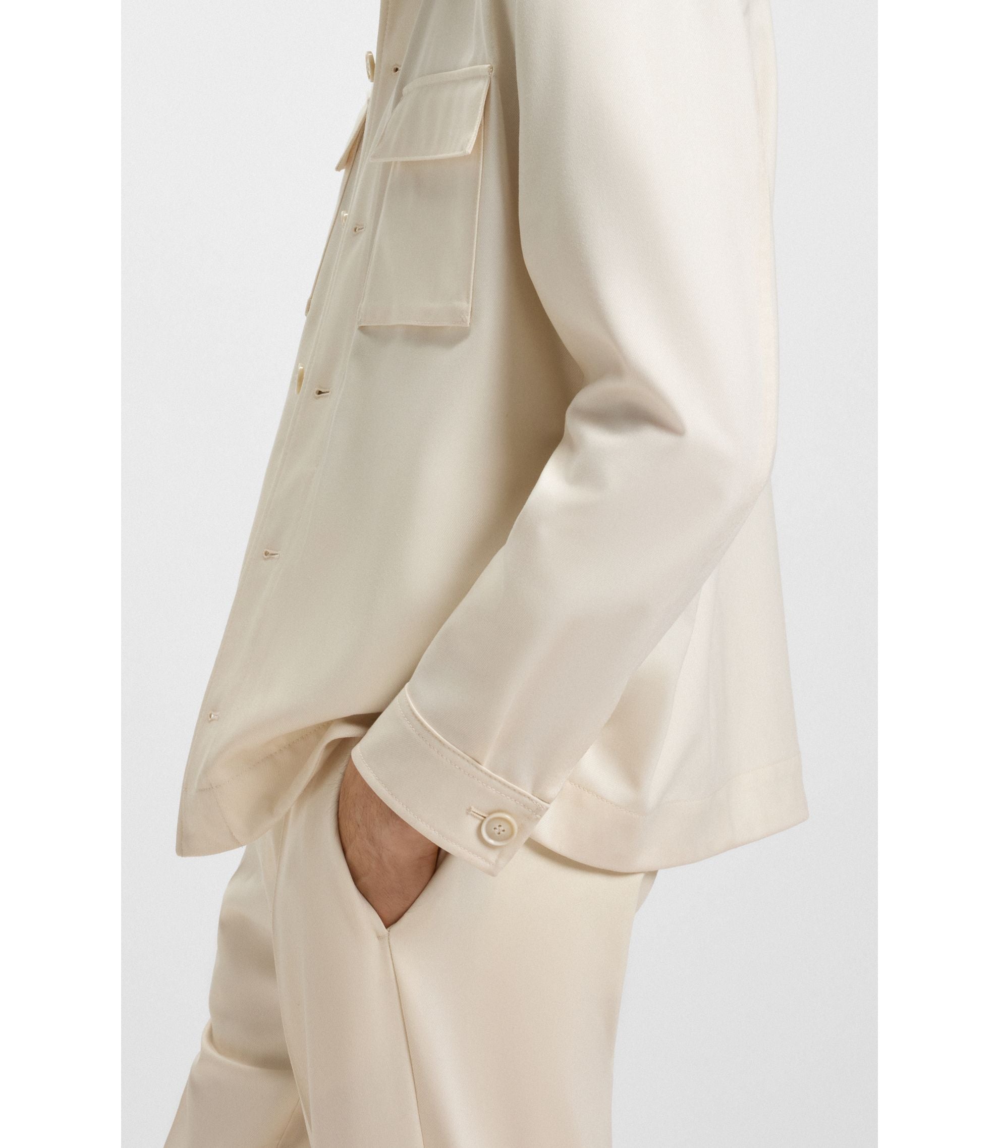 Boss Relaxed Fit Jacket In Virgin Wool White