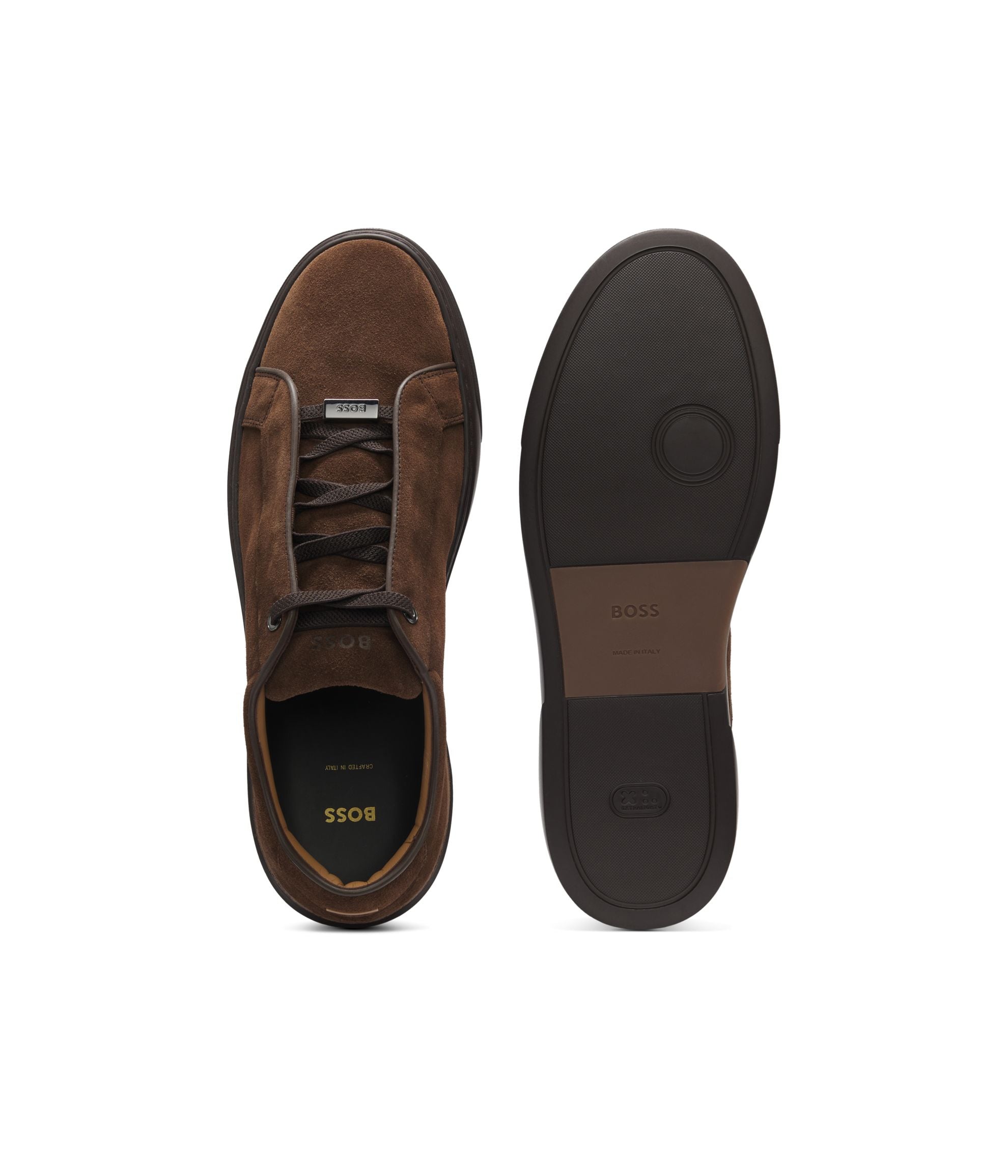 Boss Gary Trainers In Suede Dark Brown Dark Brown